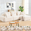 118' Modular Sectional Sofa with Cup Holders, Modern Boneless Sectional Couch with Side Storage Pockets and Movable Ottoman, Oversized L-Shape Couch for Living Room Bedroom, Apartments, White