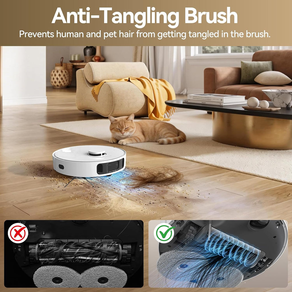 DREAME Govac 401 Robot Vacuum and Mop Combo, 100 Days Self-Emptying Robotic Vacuum, 15,000Pa Suction, Auto Mop Wash & Heat Dry, 10.5mm Auto-Lift Robot Vacuum Cleaner for Pet Hair/Carpet/Hard Floor