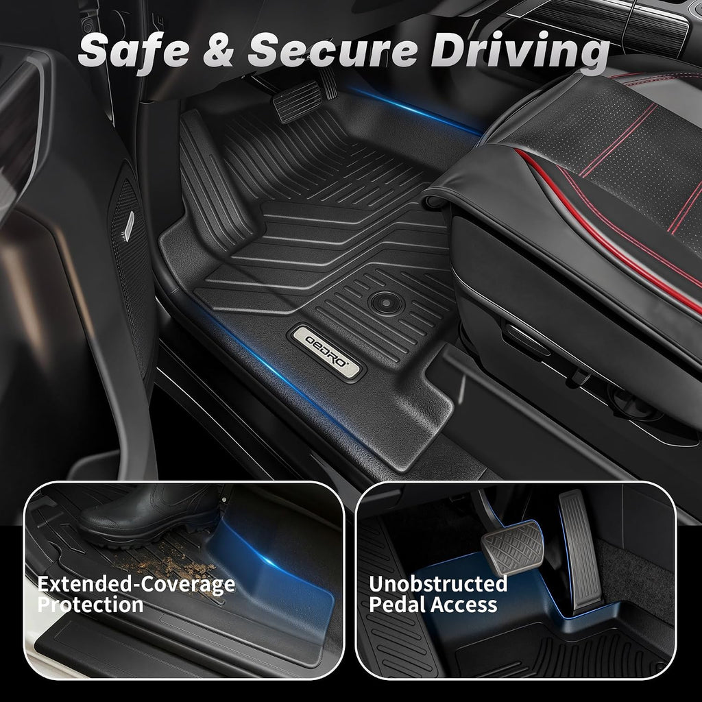 OEDRO Floor Mats for 2024 2025 2026 Chevy Trax/Buick Envista, Custom Fit TPE All Weather Trunk Mat with Backrest for Chevy Trax Accessories, Anti-Slip Back Seat Protector, Full Mat Set, Black