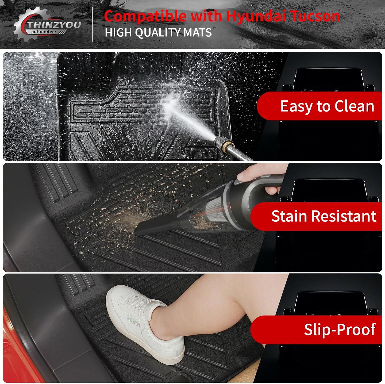 Floor Mats Compatible with 2022-2025 2026 Hyundai Tucson Trunk Mat Cargo Liner Cargo Mat TPE All Weather Back Seat Cover Protector 2024 Tucson Accessories(Floor Mats+Backrest Mats+Trunk Mat)