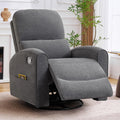 Swivel Rocker Recliner, Manual Swivel Glider Recliner Chair with Adjustable Headrest and Lumbar Support, Upholstered Rocking Recling Chairs for Adults Nursery, Living Room, Bedroom, Dark Grey