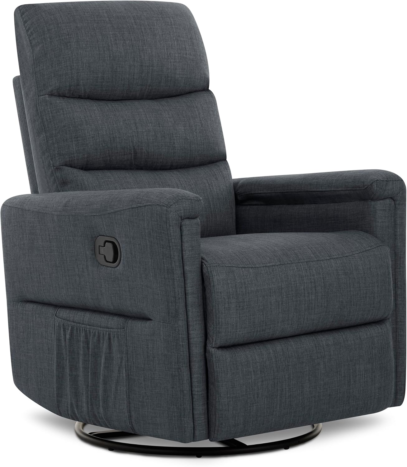 Evolur Peyton Manual Glider Recliner – Graphite, Rocking & 360° Swivel with Smooth Glide – GREENGUARD Gold & FSC Certified – Modern Nursery and Living Room Chair