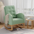 GarveeHome Nursery Rocking Chair, Teddy Fleece Upholstery, Sturdy Wooden Legs & High Backrest, Comfortable Glider Rocking Chair for Living Room or Bedroom, Light Green
