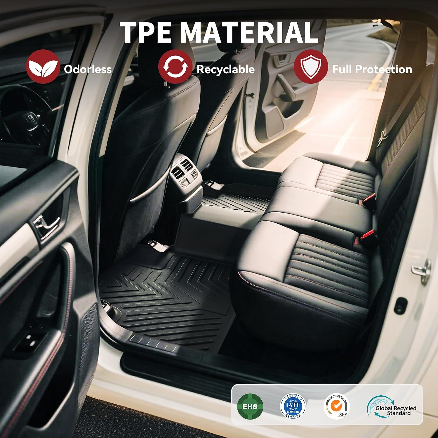 YITAMOTOR Floor Mats for 2017-2024 Nissan Titan/2016-2024 Nissan Titan XD Crew Cab with 1st Row Bucket Seat, Custom Fit All-Weather TPE Floor Liners, 1st & 2nd Row Floor Mat Accessory, Black