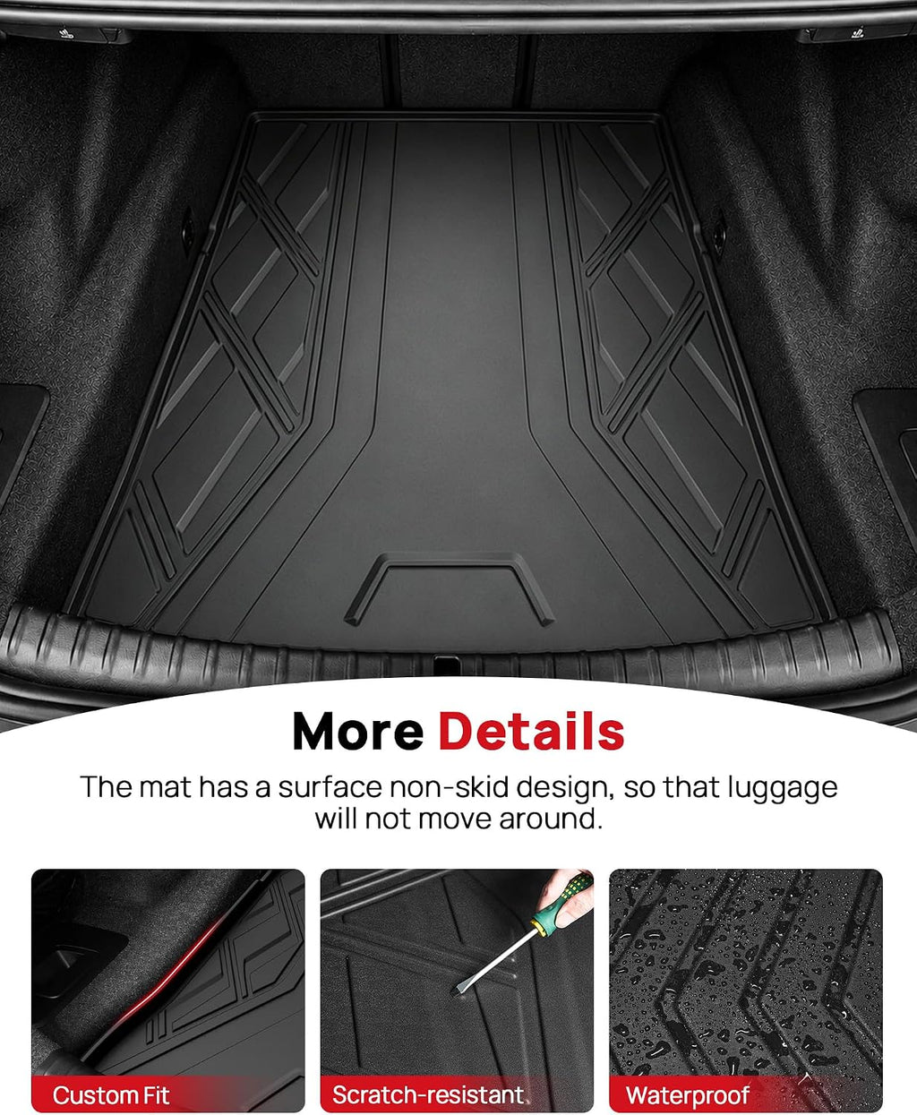 Floor Mats & Cargo Mat for 2017-2023 BMW 5 Series G30 (Without Spare Tire Compartment) - All Weather Custom Fit Car Floor Liners for M5(F90) 530i 540i 540d M550i (Not for G31/530e/Touring/Wagon)