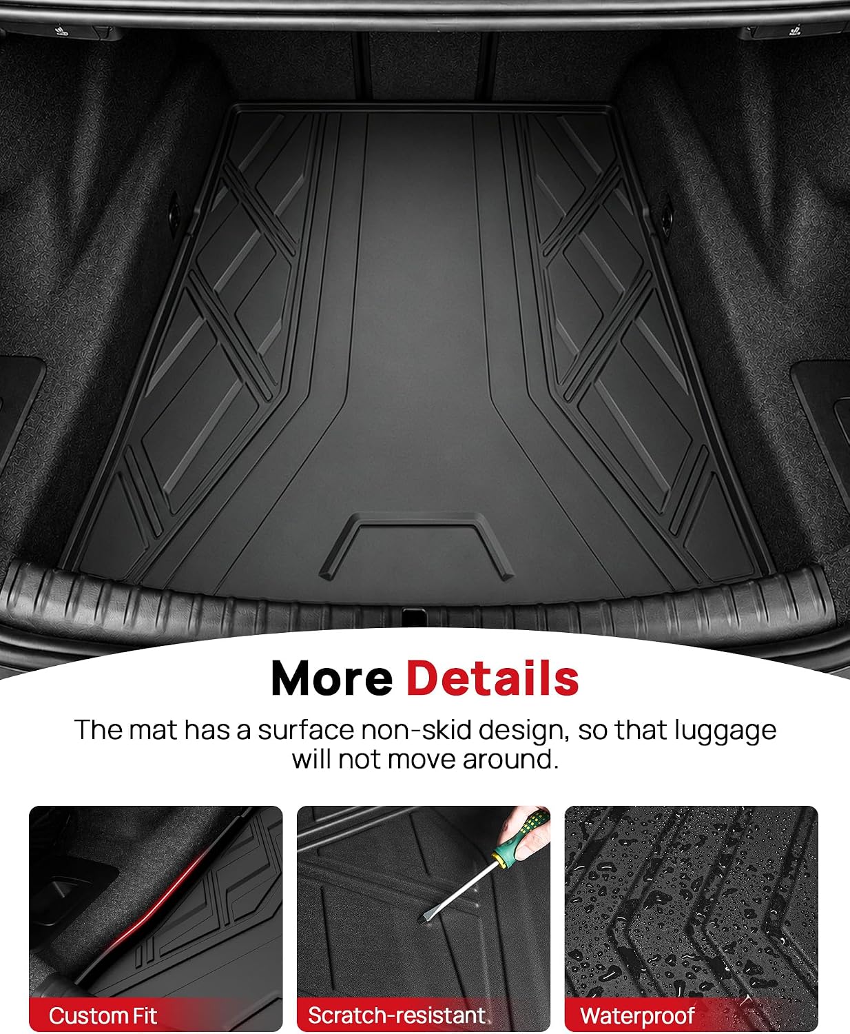 Floor Mats & Cargo Mat for 2017-2023 BMW 5 Series G30 (Without Spare Tire Compartment) - All Weather Custom Fit Car Floor Liners for M5(F90) 530i 540i 540d M550i (Not for G31/530e/Touring/Wagon)