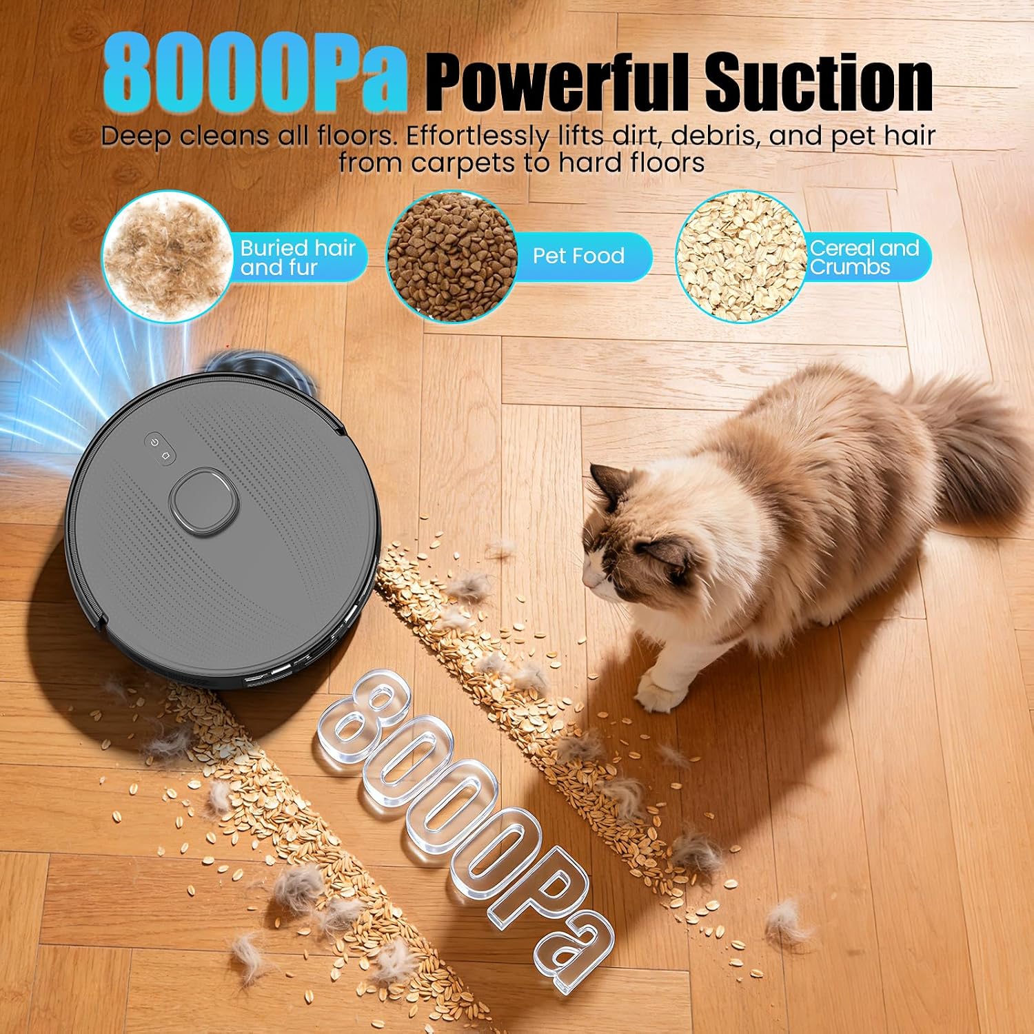 E10+GR Robot Vacuum and Mop with Self-Emptying, 8,000Pa Suction, 75-Day Hands-Free Cleaning, Lidar Navigation, No-Go Zone, Home Mapping, 2.4 GHz WiFi