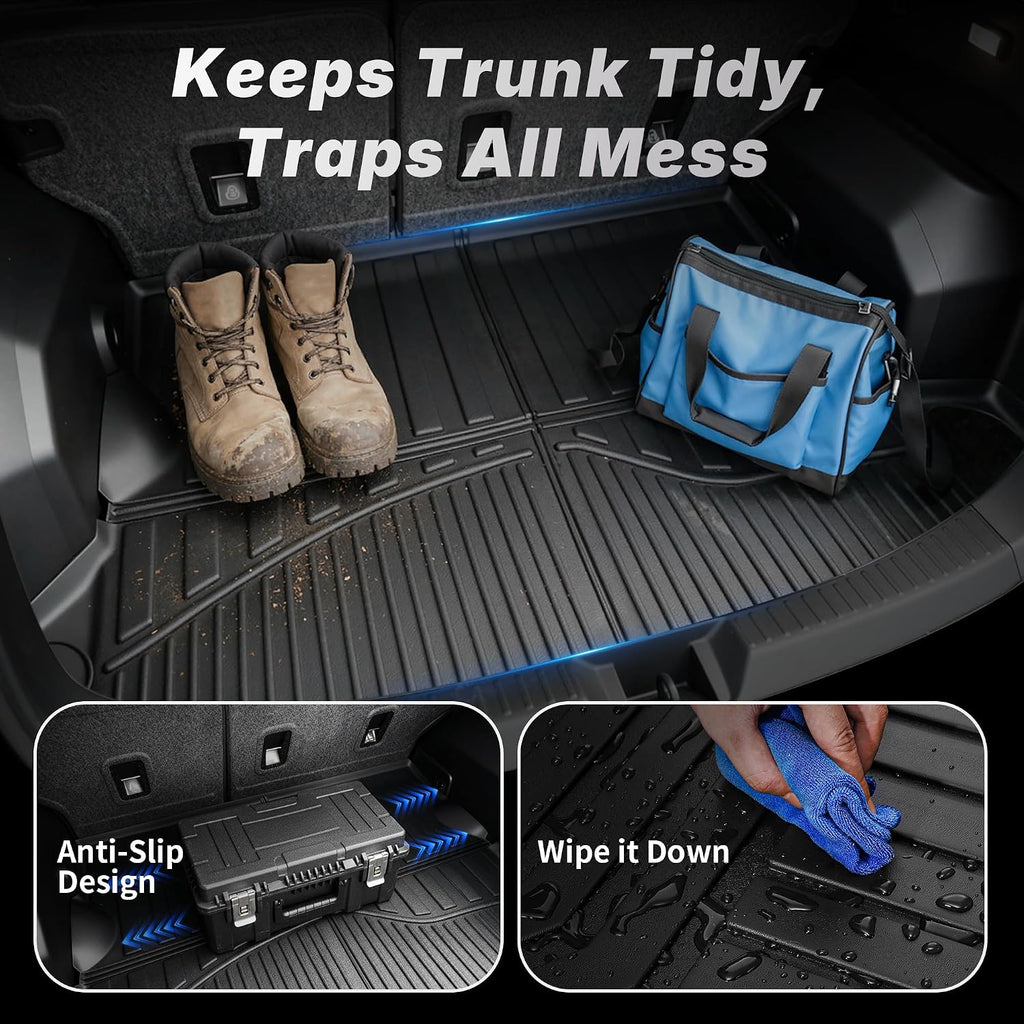 OEDRO Floor Mats Fit for 2018-2025 Chevrolet Traverse 7 Seats with 2nd Row Bucket Seats, Custom Fit All Weather Floor Mats Liners 3 Row & Cargo Liner Behind