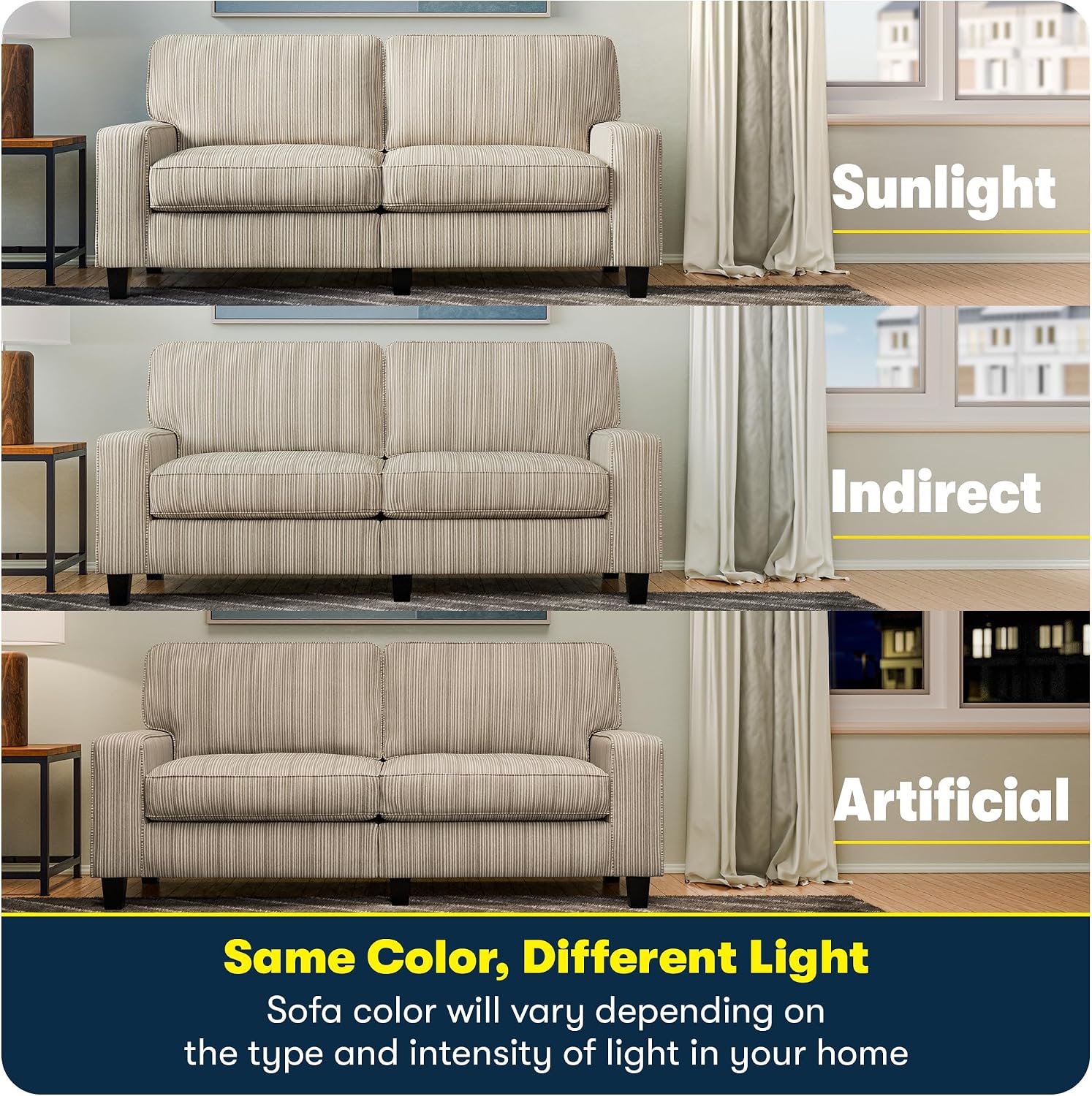 Serta Palisades 61' Track Arm Sofa, Easy Care Polyester, Soft Pillow Back, Pocket Coil Seat Cushions, Removable Covers, Loveseat or Couch for Small Spaces, Living Rooms or Bedrooms, Beige