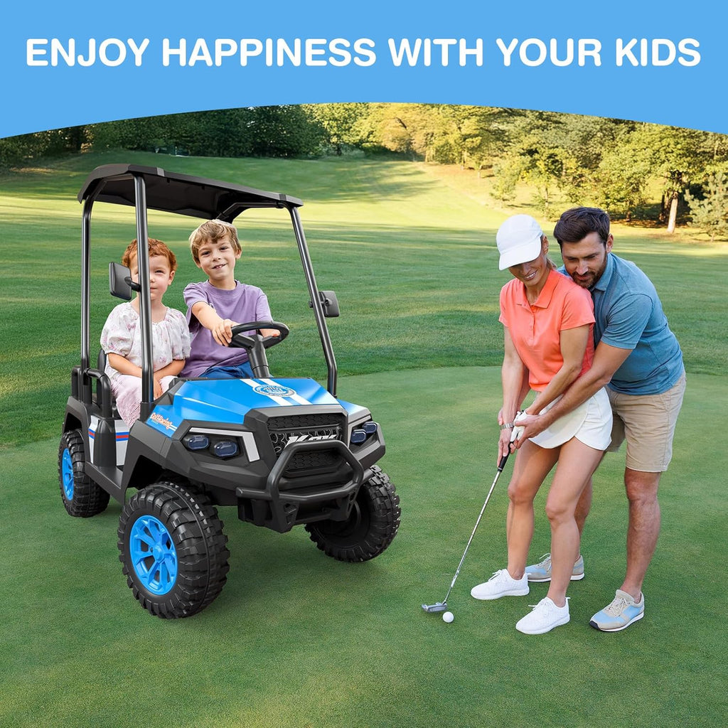 LIGIANT 24V Ride on Toys for Big Kids, 4-Seater Kids' Car, Golf Cart Max. Capacity: 264 Lbs(4 Kids), 4WD Ride on Car w/Remote Control, Detachable Awning, Spring Suspension, Music/Story/Power Display