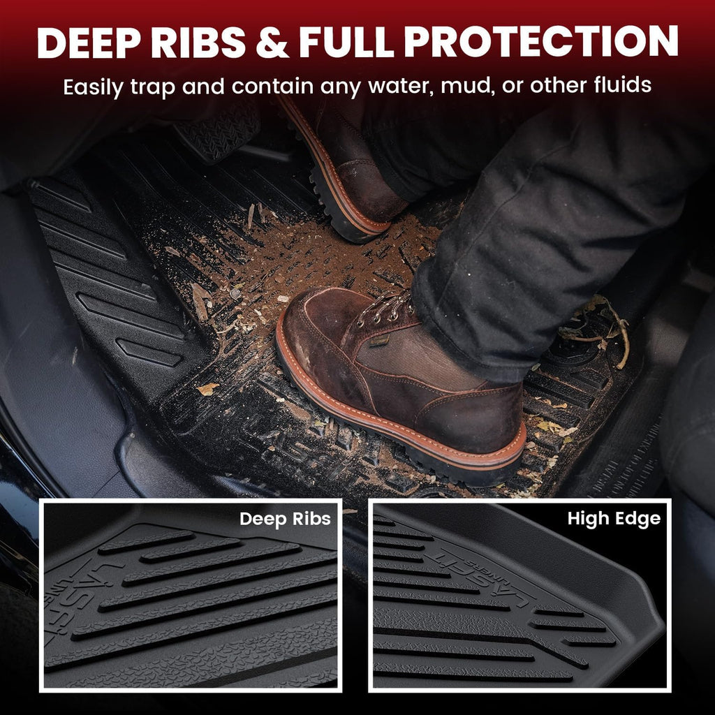 LASFIT Floor Mats for Chevrolet Chevy Camaro 2016-2024 Car Floor Mats, All Weather TPE Custom Fit Floor Mats for Cars, 1st and 2nd Row Car Floor Liners for Camaro Accessories Black