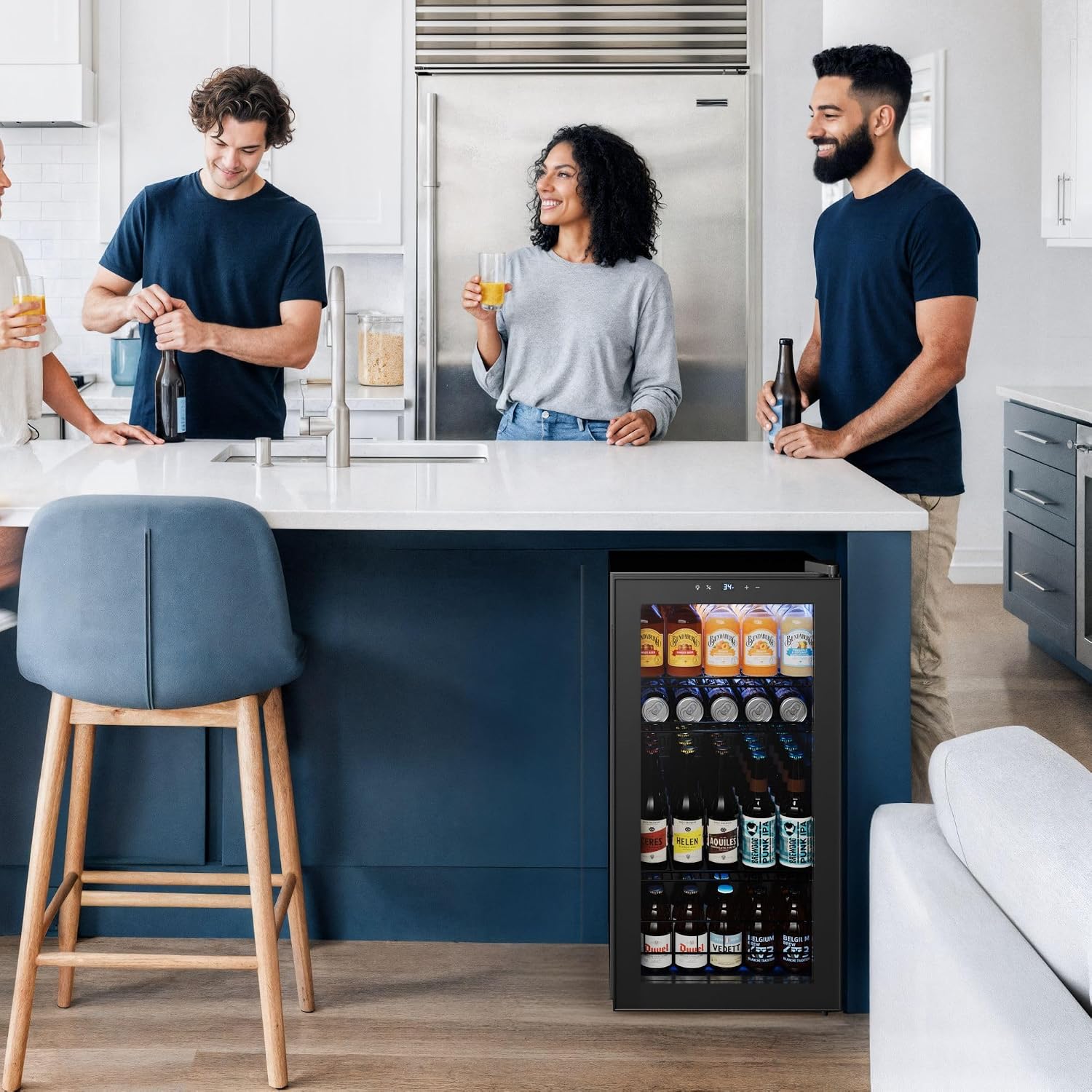 Yeego Beverage Refrigerator Cooler, 105-Can Mini Fridge with Glass Door, Adjustable Shelves, Digital Temperature Control for Soda, Beer, and Wine, Ideal for Home or Office