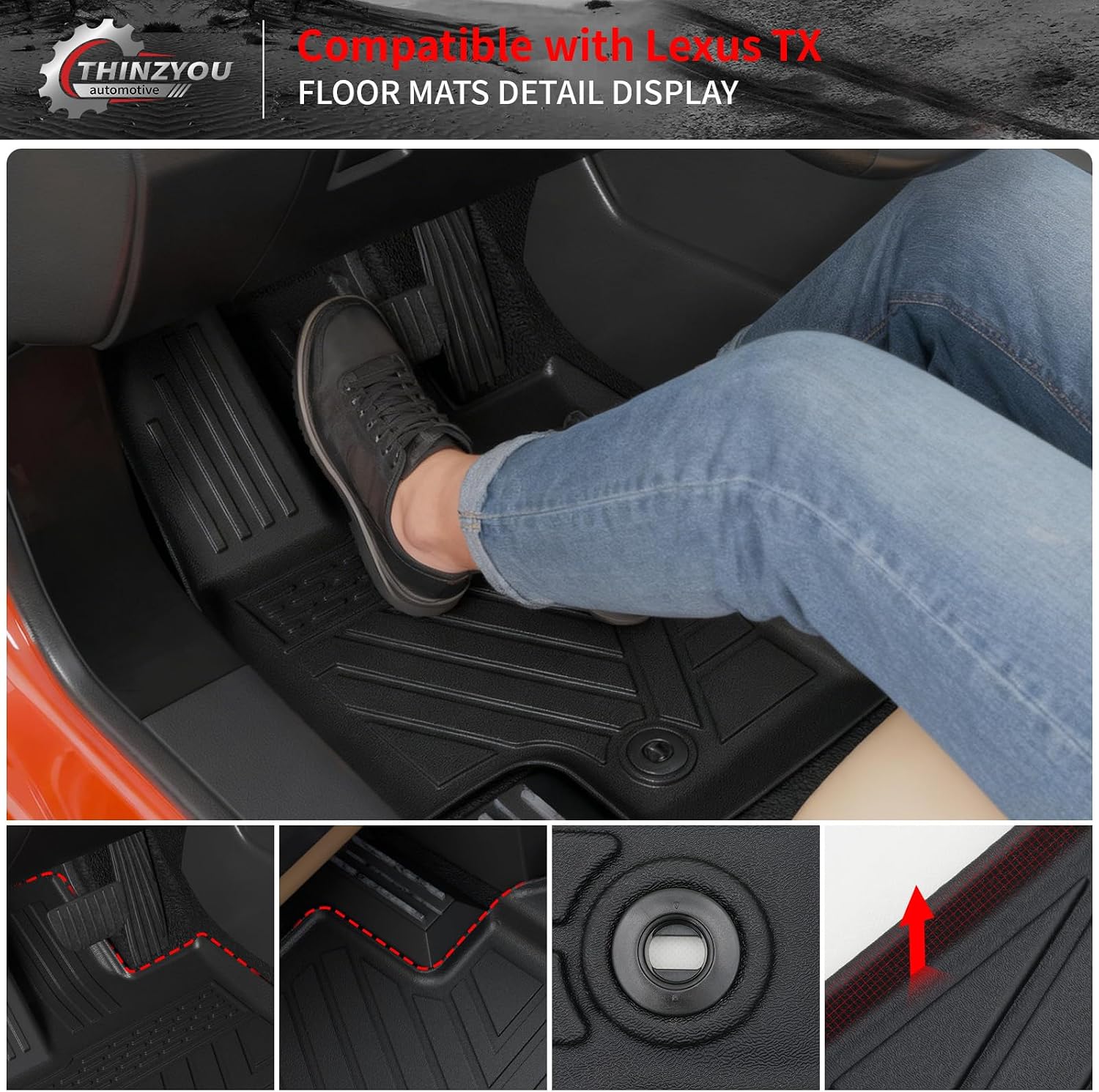 Floor Mats Compatible with 2024 2025 2026 Lexus TX350 TX500h TX550h+ 6&7 Seats Cargo Mat Trunk Liner Back Seat Cover All Weather TX Accessories (Floor Mats+Trunk Mat with Backrest Mat)
