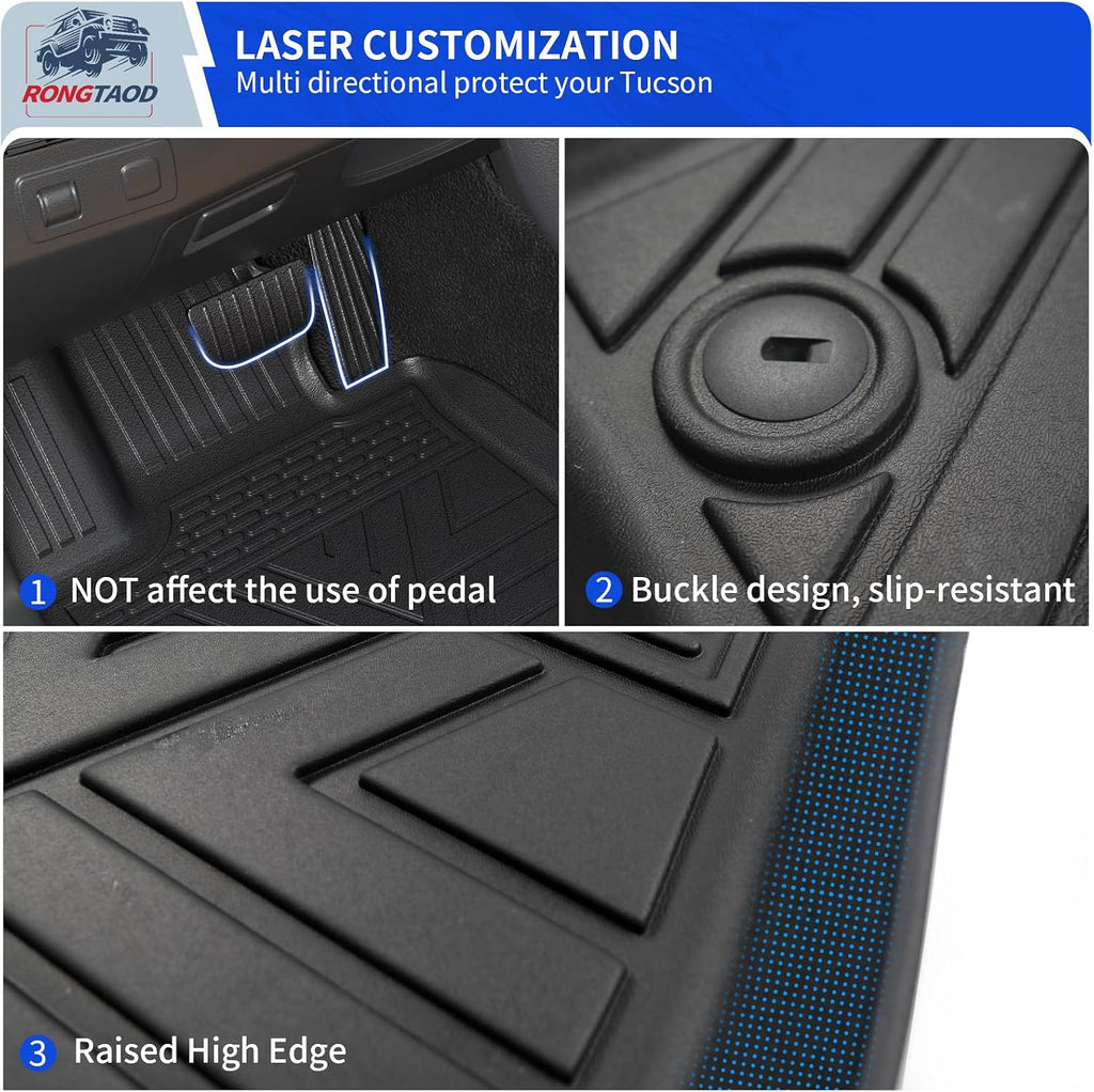 Rongtaod Floor Mats Compatible with 2022-2026 Hyundai Tucson Cargo Mat TPE Trunk Mat Cargo Liner All Weather Back Seat Cover Protectors 2025 Tucson Accessories (Backrest Mats+Trunk mat+Floor Mats)