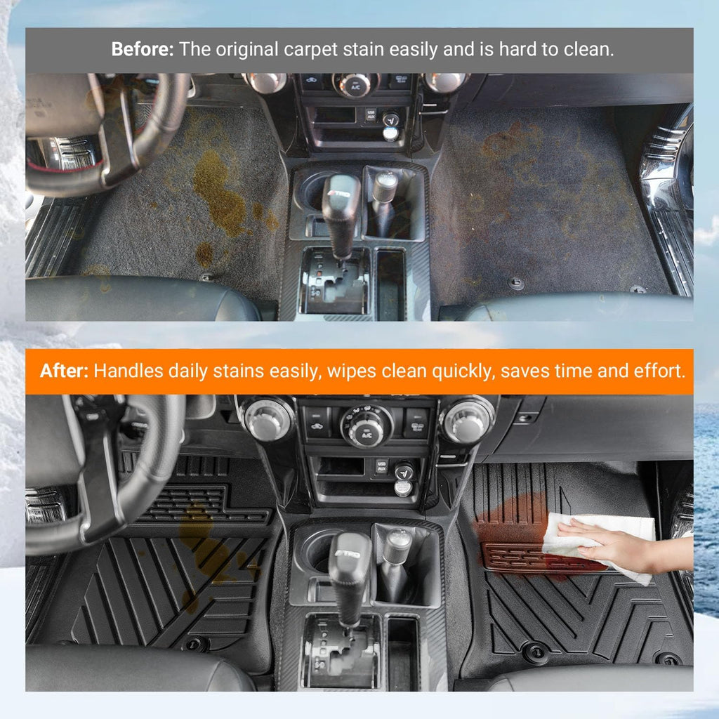 powoq Floor Mats Compatible with 13-24 Toyota 4Runner Cargo Mat Floor Liner TPE Replacement for 2013-2024 Toyota 4Runner Accessories (Fit W/O Sliding Tray, Trunk Mat+Backrest Mat+Floor Mat)