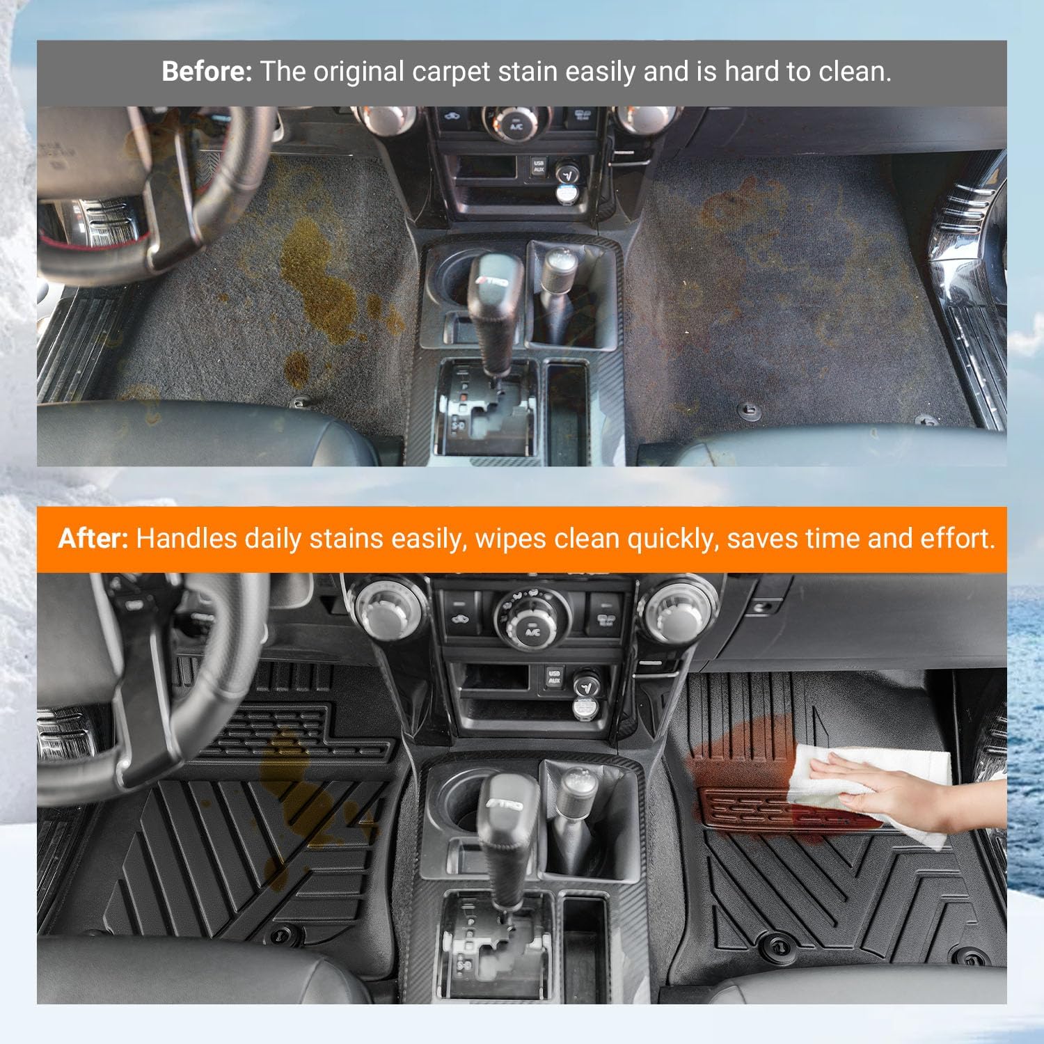 powoq Floor Mats Compatible with 13-24 Toyota 4Runner Cargo Mat Floor Liner TPE Replacement for 2013-2024 Toyota 4Runner Accessories (Fit W/O Sliding Tray, Trunk Mat+Backrest Mat+Floor Mat)