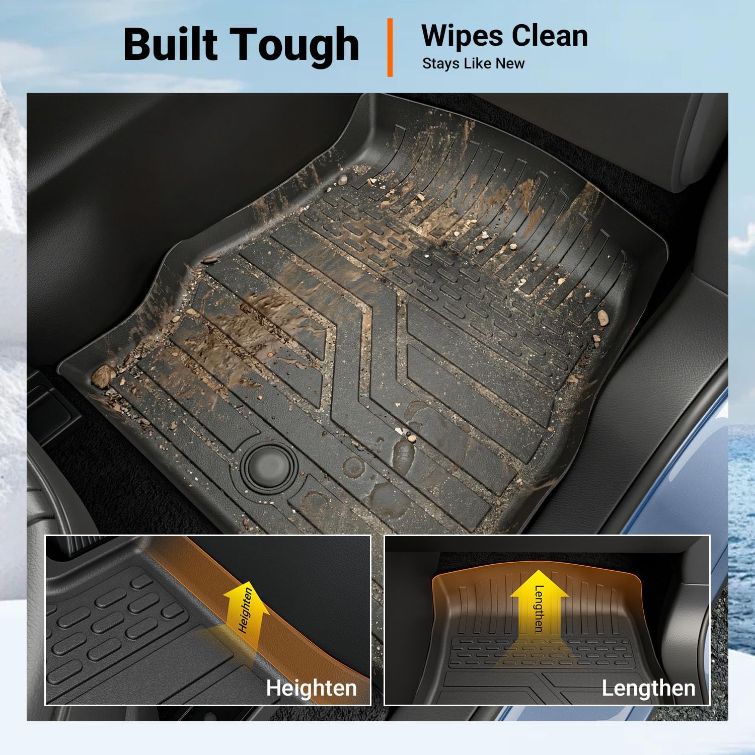 powoq 7 Seats Floor Mats Compatible with 2020-2026 Ford Explorer Cargo Mat Floor Liner Cargo Liner TPE Replacement for 2020-2026 Ford Explorer Accessories (Trunk Mat with Backrest Mat+Floor Mats)