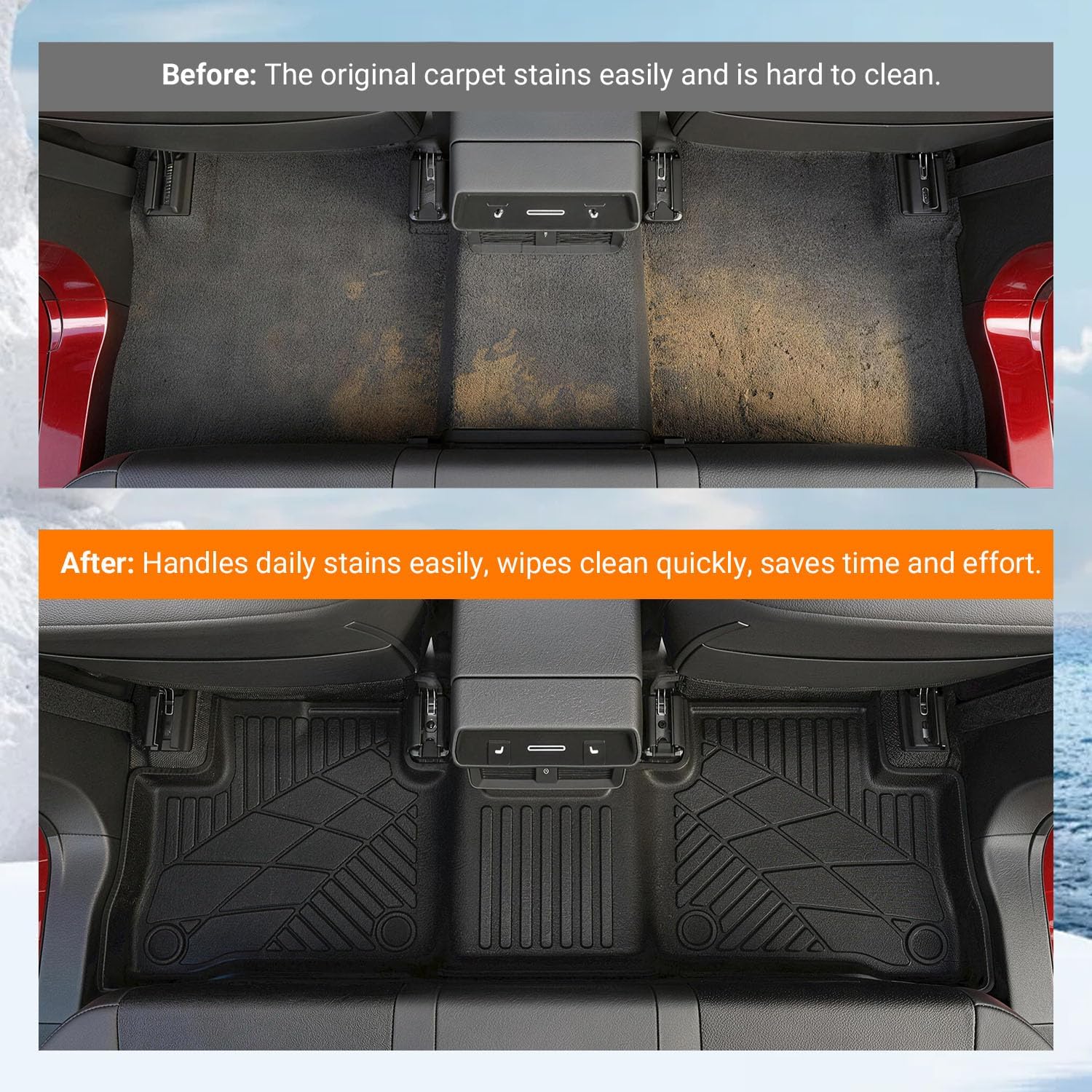 powoq Floor Mat Compatible with 2026 Toyota RAV4 Floor Liner (NOT for PHEV/Subwoofer) TPE Backrest Trunk Mat Replacement for 2026 Toyota RAV4 Accessories (Trunk Mat+Backrest Mat+Floor Mats)