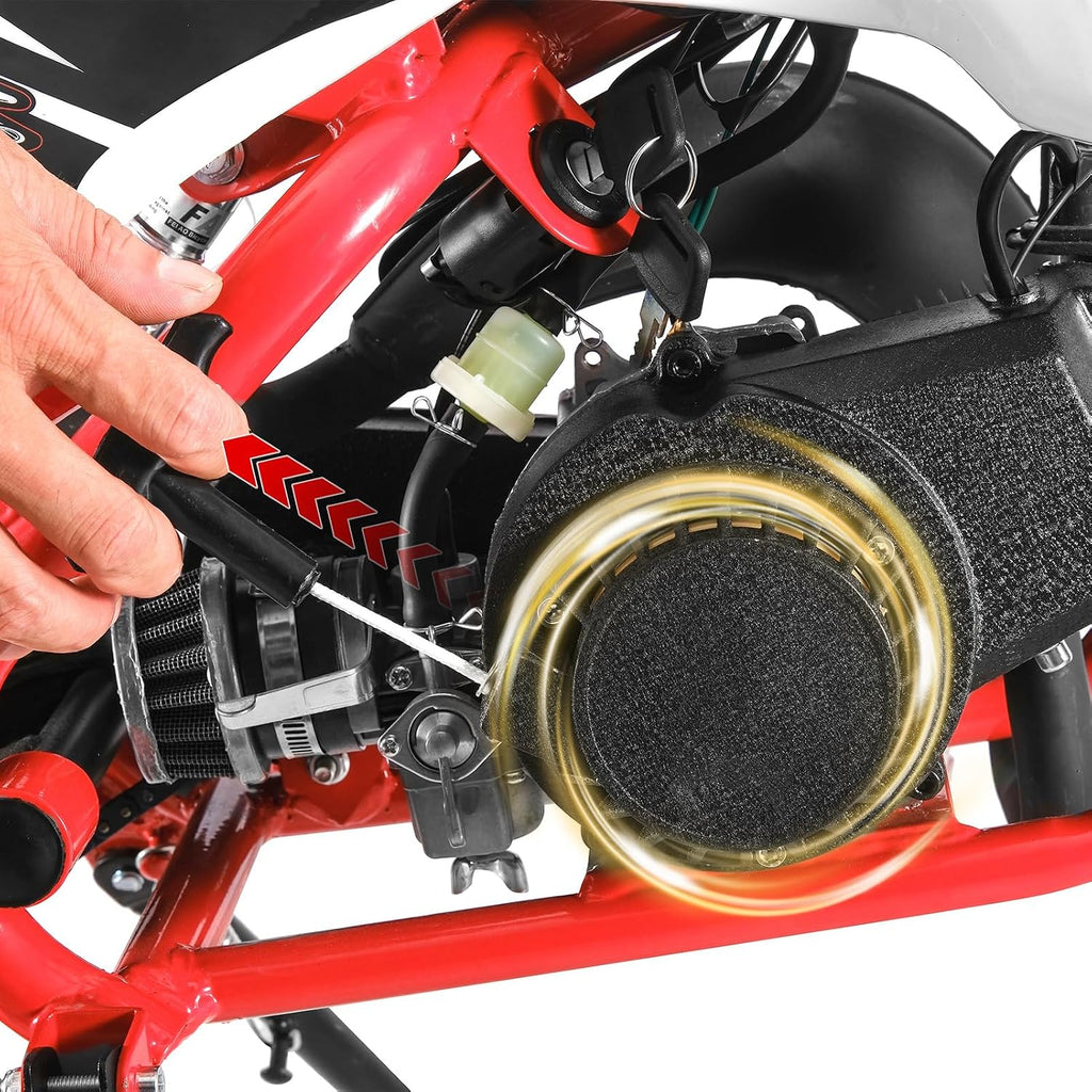 49cc 2-Stroke Kids Dirt Bike, Gas Power Motocross, Off Road Mini Motorcycle, Pocket Motorbike with Front Rear Disc Brakes, Racing Max Speed 30KM/H (Red)