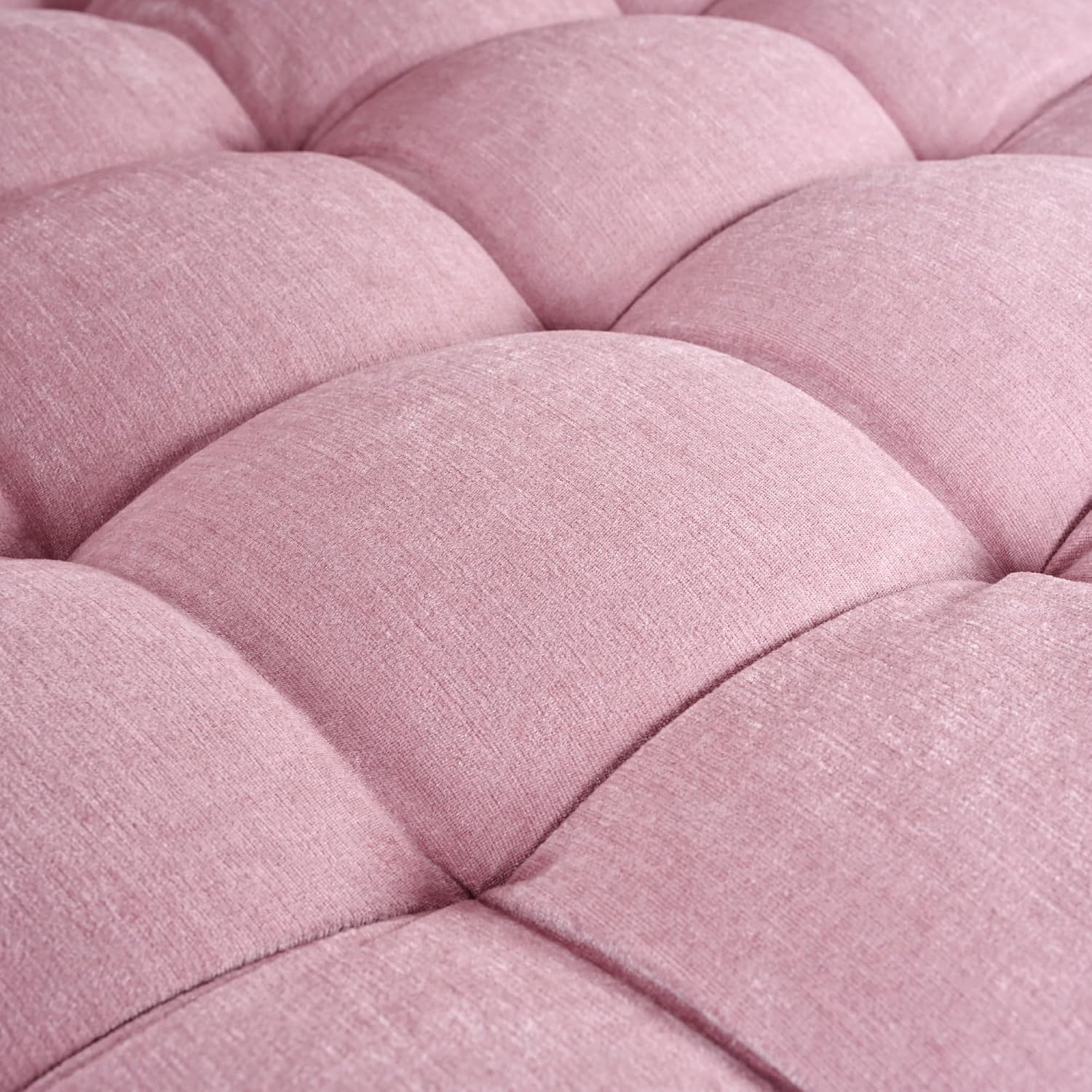 Merax 55' Modern Chaise Lounge Sofa Bed, Chenille Upholstered Couch with Tufted Seat and Removable & Adjustable Pillows for Living Room, Pink