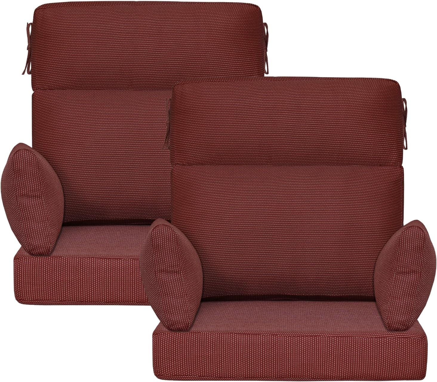 Outdoor High Back Chair Cushion, 2 Pack 48 x 24 inches Patio Chair Cushions Water Repellent Rocking Cushions Indoor Furniture Seat Pad with 2 Pillows, Tan Dotted Red Base