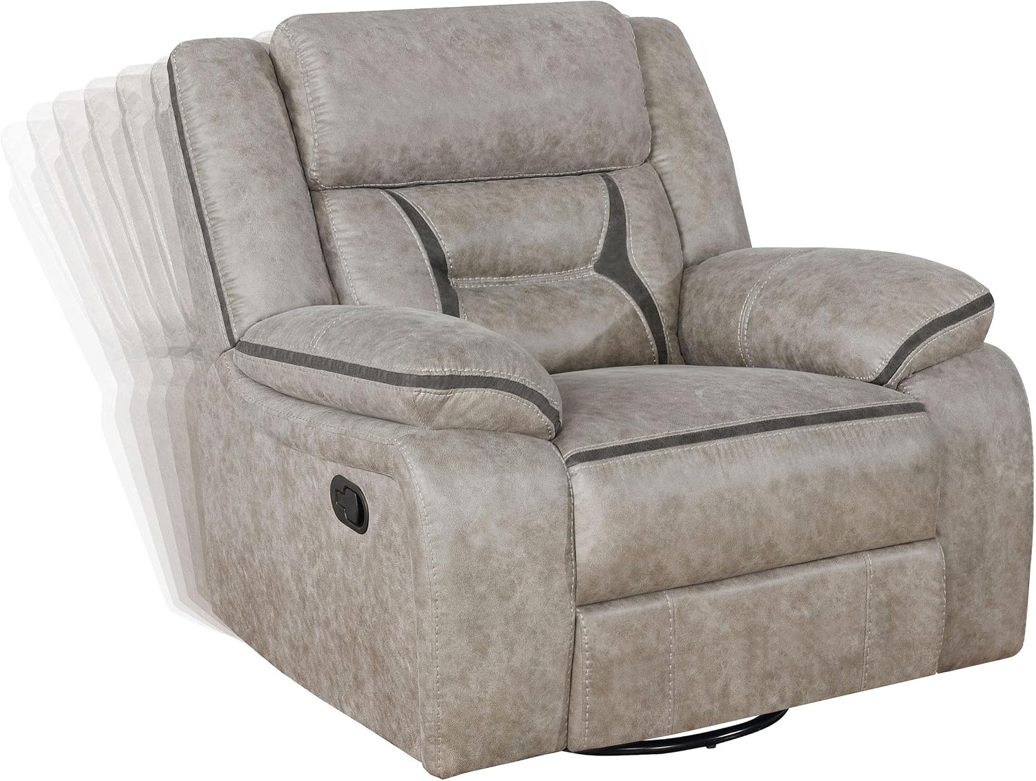 Coaster Home Furnishings - Greer - Leatherette Upholstered Swivel Glider Recliner Chair with Pocket Coil Cushions - Living Room - 41-Inch - Taupe - 651353