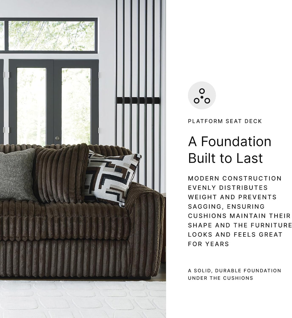 Signature Design by Ashley Midnight-Madness Modern Anti Sage Sofa with Reversible Cushions, Dark Brown