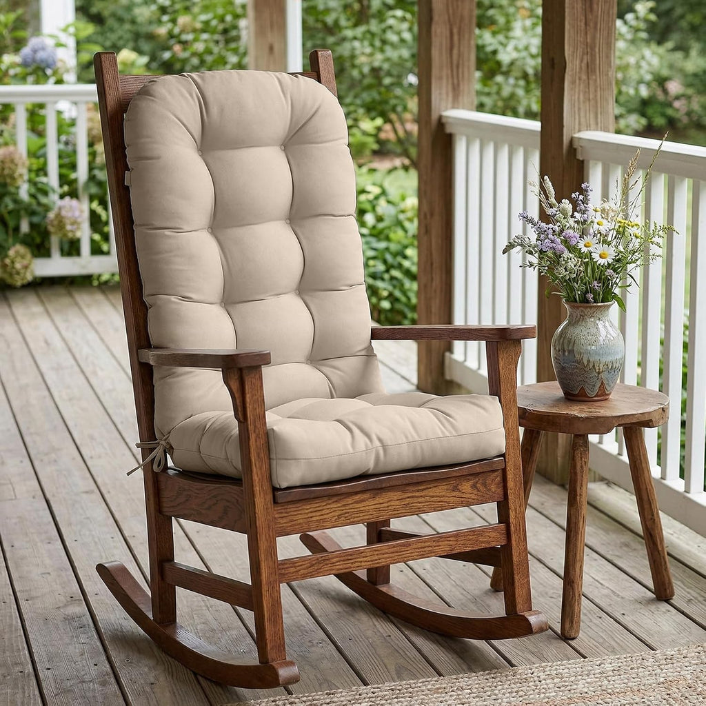 COOS BAY High Back Adirondack Chair Cushions for Outdoor Furniture, 49x20x5 in Water-Resistant Thick Tufted Patio Chair Cushions with Secure Straps, 2 Pack, Beige