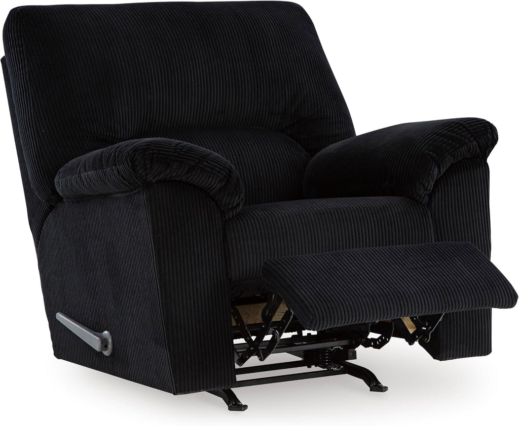 Signature Design by Ashley SimpleJoy Casual Manual Rocker Recliner with Pillow-Top Arms, Black