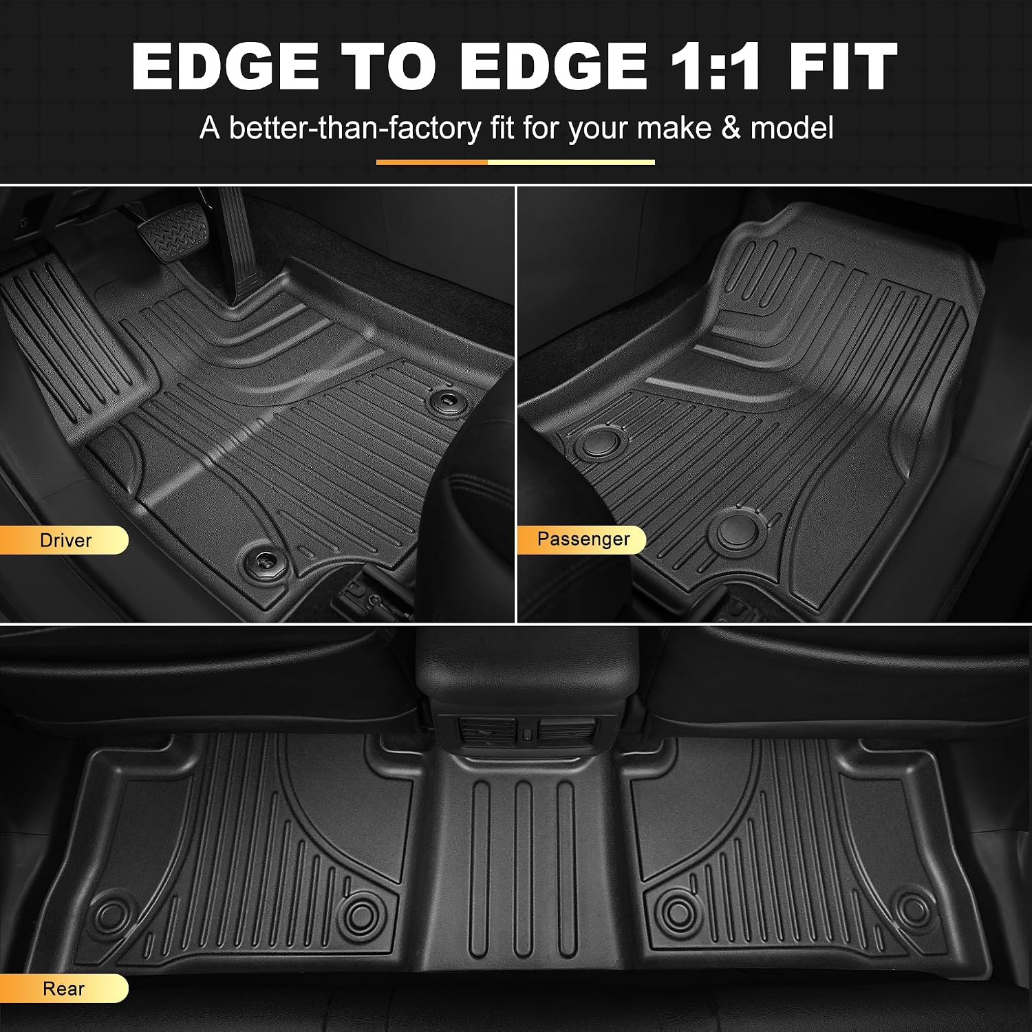 Floor Mats for Toyota Rav4 2019-2025 Hybrid & for Toyota Venza 2021-2025, All Weather TPE Floor Liners and Cargo Liner with Seat Back Mats Rav4 Accessories Cargo Mat