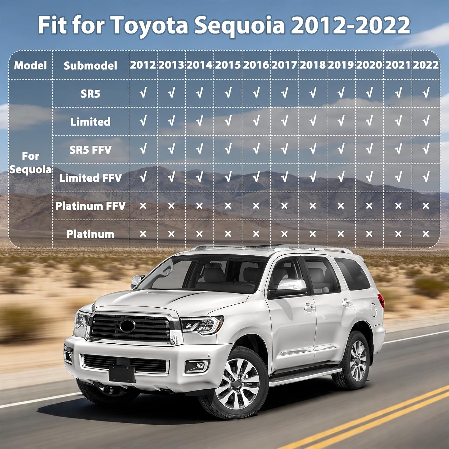 Floor Mats & Cargo Liner for Toyota Sequoia 2012-2022, All Weather TPE Floor Liners Custom Fit Sequoia Heavy Duty Car Mats 1st & 2nd & 3rd Row & Trunk Mat Accessories Odorless Anti Slip Black