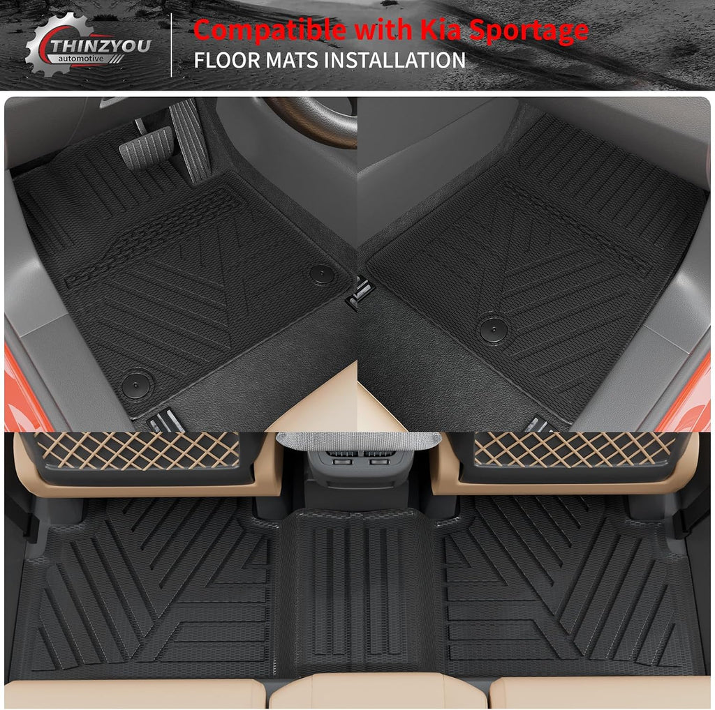 Floor Mats Compatible with 2023 2024 2025 2026 Kia Sportage Cargo Mat Cargo Liner TPE All Weather Back Seat Cover Protector 2025 Sportage Accessories (Trunk Mat+Backrest Mats+Floor Mats)
