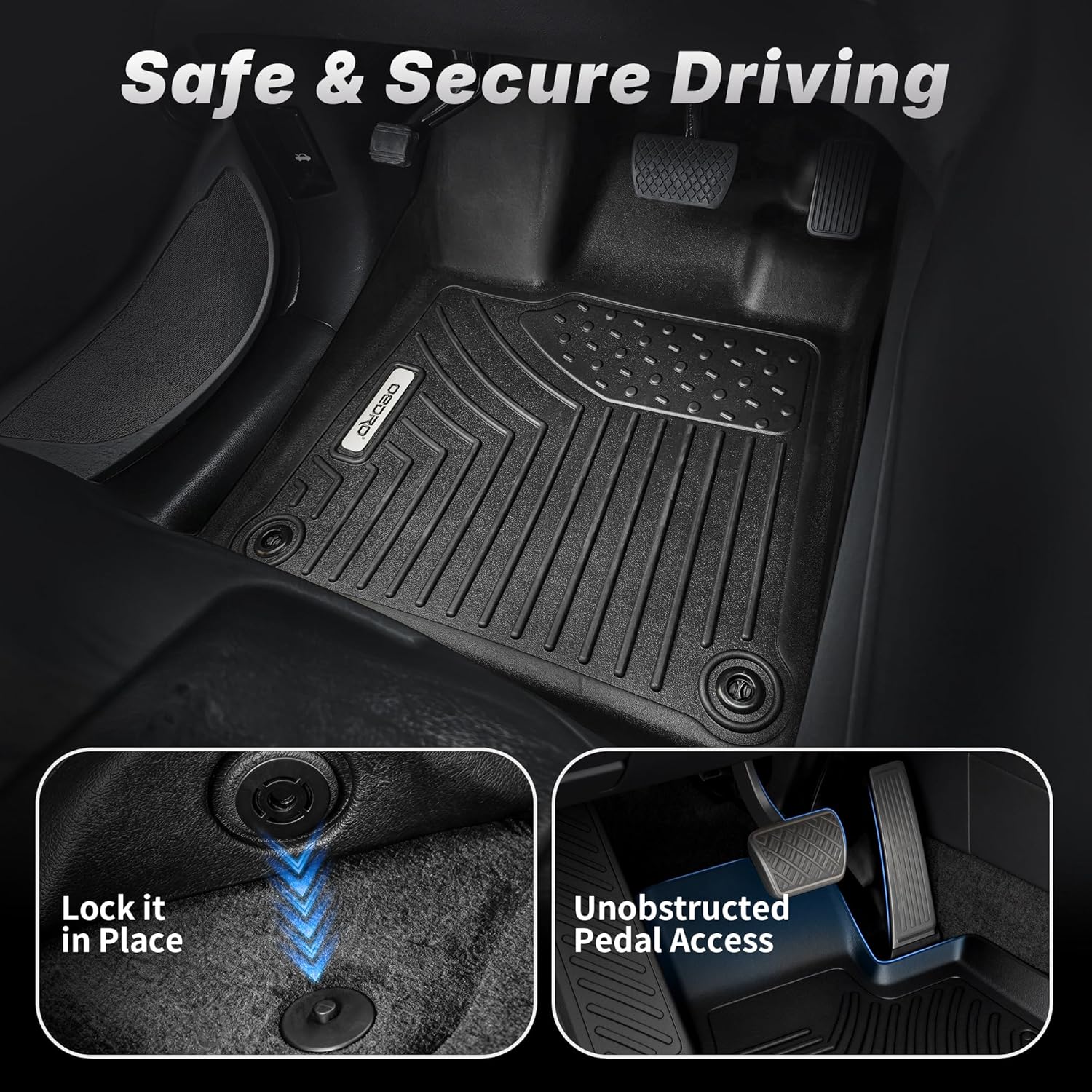 OEDRO Floor Mats & Cargo Mat Fit for 2018-2023 & 2024 Limited Chevy Traverse 7 Seats (2nd Row Bucket Seat),TPE All Weather Custom Fit Traverse Trunk Mat Backrest Mats Car Accessories