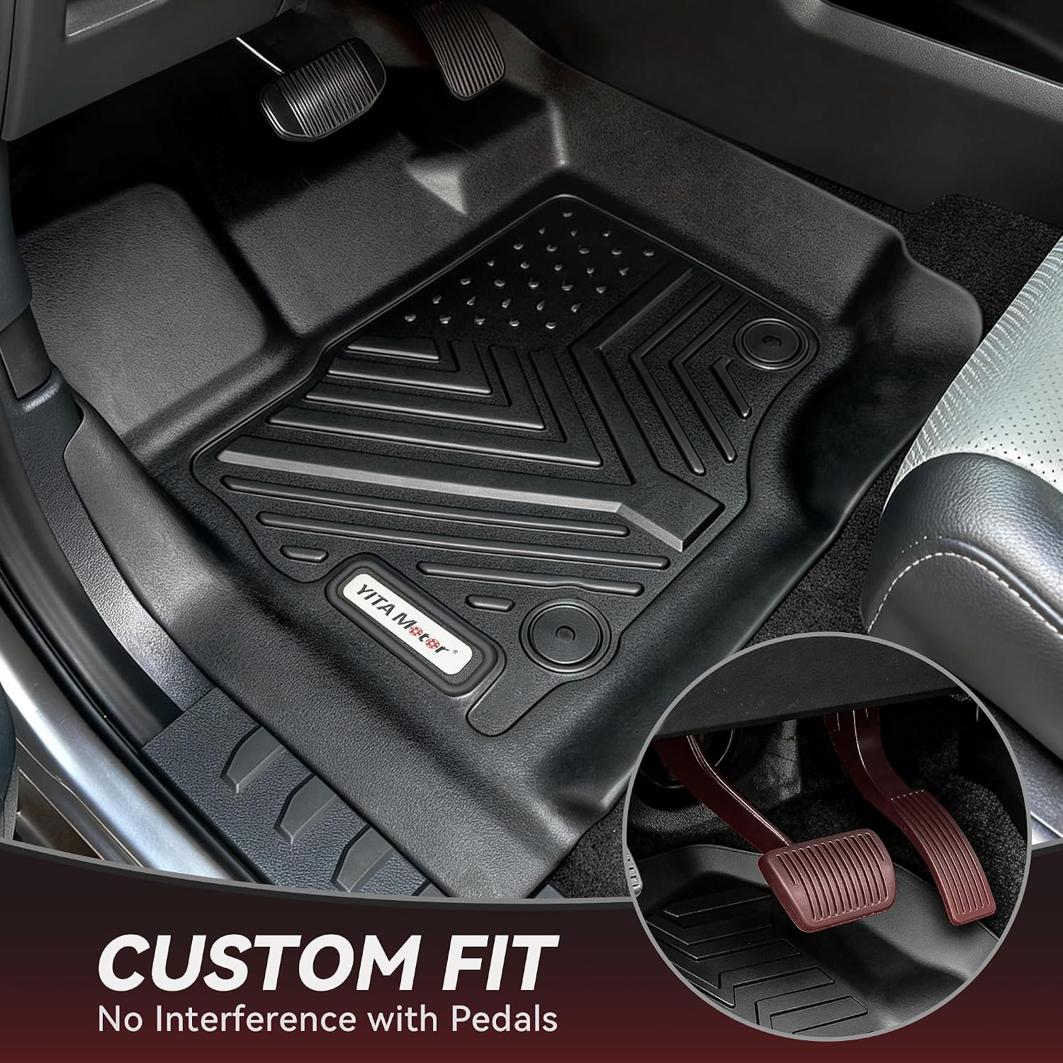 YITAMOTOR Floor Mats for 2017-2024 Nissan Titan/2016-2024 Nissan Titan XD Crew Cab with 1st Row Bucket Seat, Custom Fit All-Weather TPE Floor Liners, 1st & 2nd Row Floor Mat Accessory, Black