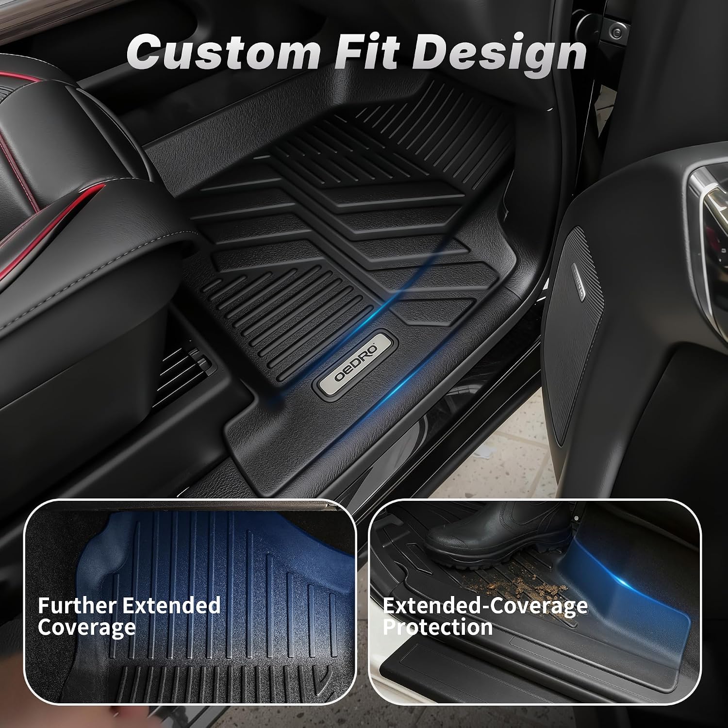 OEDRO Floor Mats & Cargo Liner with Backrest Mat for Chevy Traverse 2024-2026 (Only 7 Seats) & GMC Acadia 2024-2026 (Only 7 Seats) & Buick Enclave 2025-2026, Custom Fit TPE All Weather Floor Liners