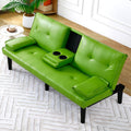 KEIKI 67' Convertible Sofa Bed with Cup Holder, 3 in 1 Futon Sofa Bed, PVC Sleeper Sofa Chair for Living Room, Office, Green