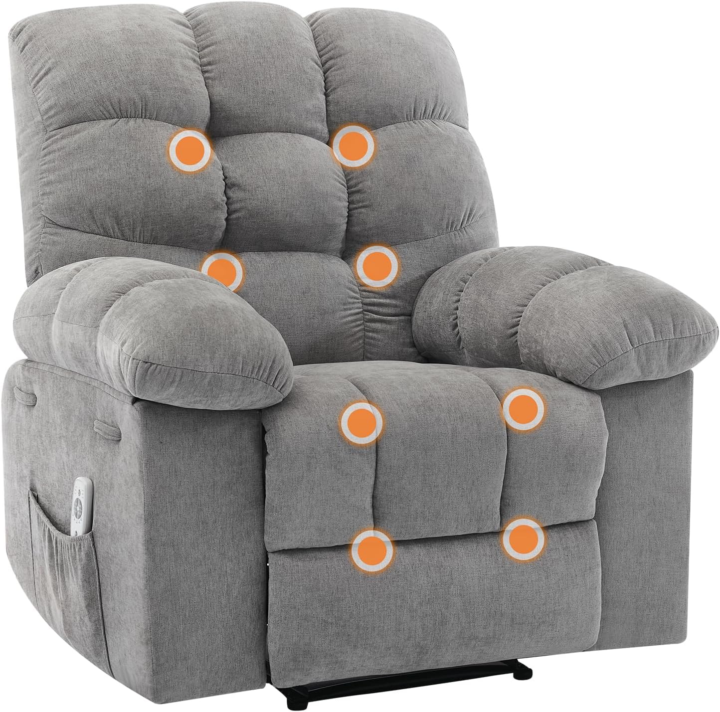 21.4in Wide Rocking Recliner Chair,Massage & Heat Function, Ergonomic Breathable Fabric with 2 Side Pockets & Remote for Living Room/Bedroom