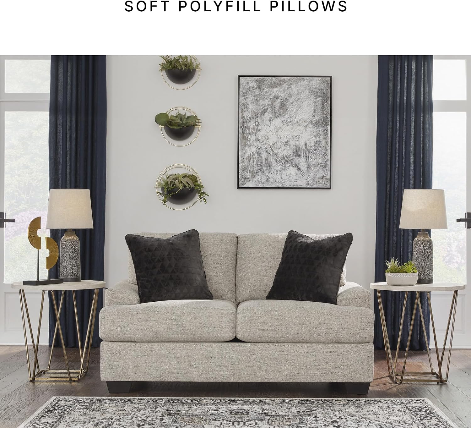Signature Design by Ashley Vayda Contemporary Loveseat for Living Room, Beige