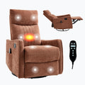 Casaphoria 360° Swivel Rocking Recliner Chair with Heat and Massage Upholstered Fabric Nursery Glider with Side Pocket for Living Room,Bedroom,Home Theater and RV Small Space(Orange)