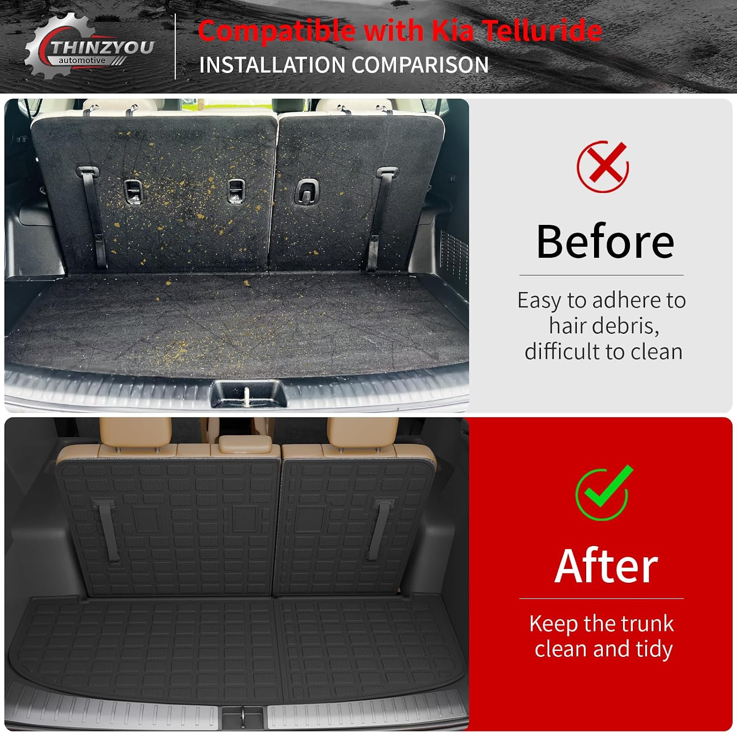 Floor Mats Compatible with 2020-2025 Kia Telluride 7&8 Seats (NOT for 2027) Cargo Mat Cargo Liner Back Seat Cover 2024 Telluride Accessories (Trunk Mat with Backrest Mats+Floor Mats)