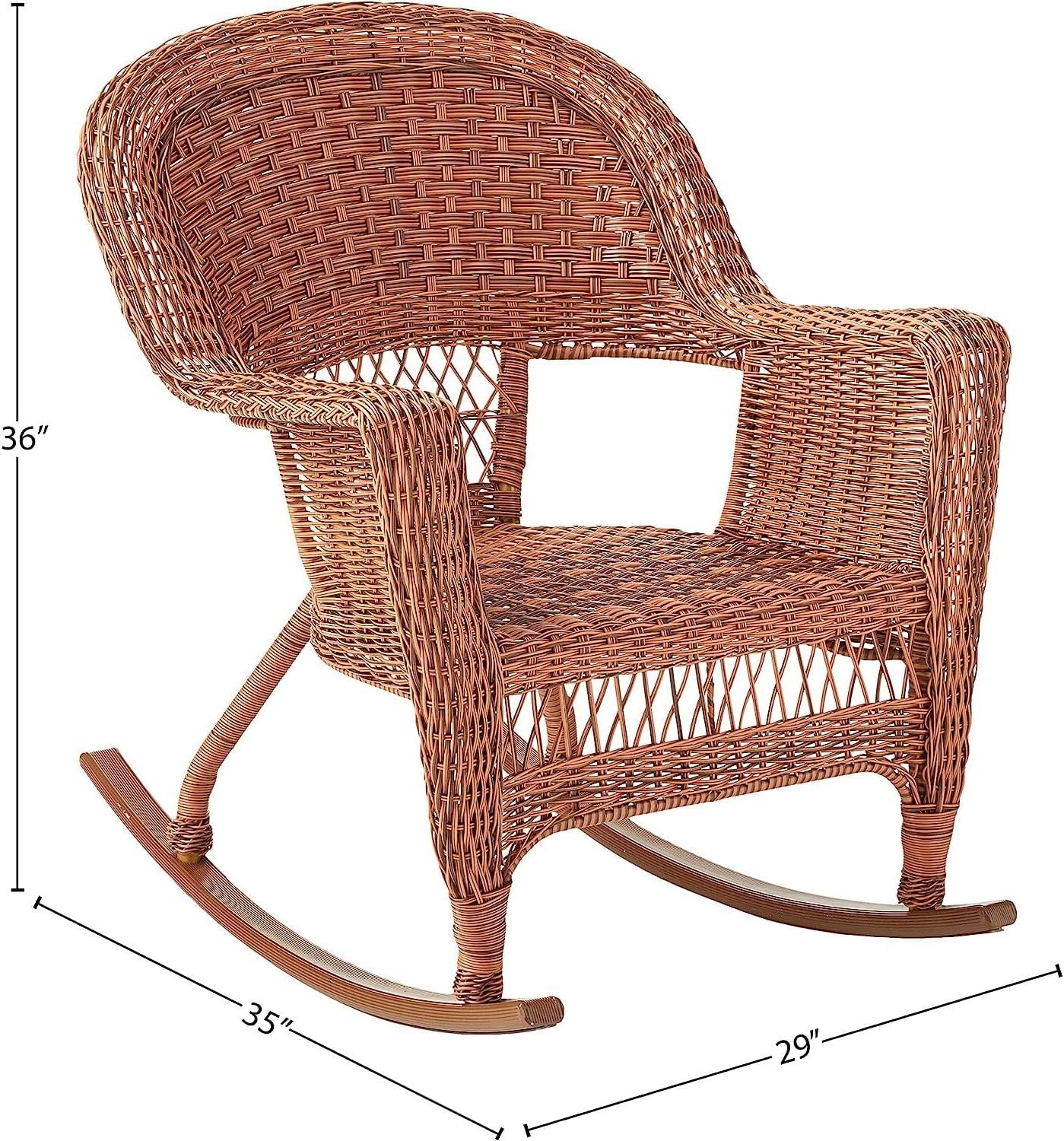Jeco Rocker Wicker Chair - Set of 2, Patio Chair, Outdoor Rocking Chair Honey