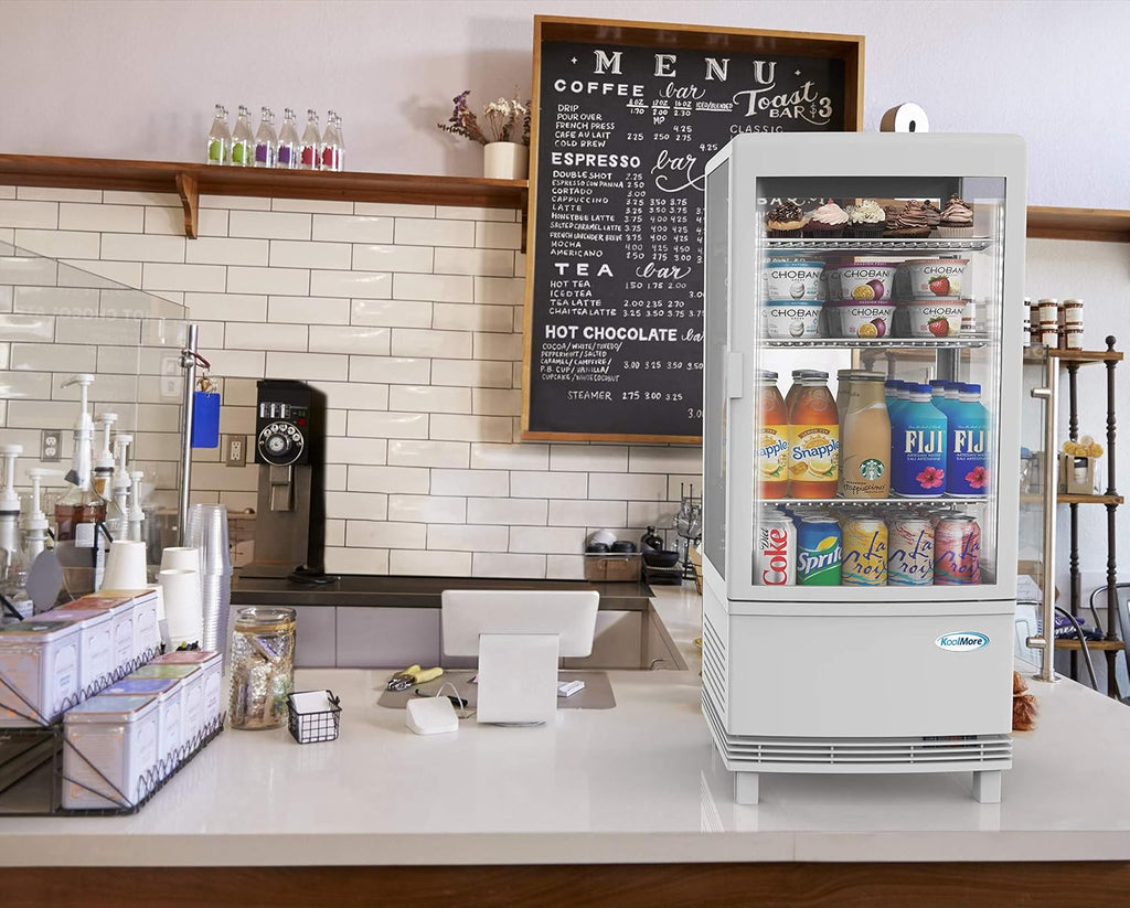 KoolMore Countertop Display Refrigerator - Commercial Beverage Cooler with LED lighting - 3 cu. ft Capacity