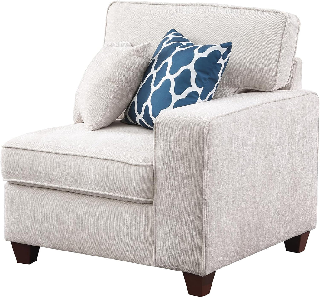 YOPTO 116' Convertible Sectional Couch with Movable Ottoman and 6 Throw Pillows,Chenille Upholstered Comfy Sofa 7 Seater,L-Shaped,Free Combination,Easy Assembly for Living Room,Apartment,Office,Beige