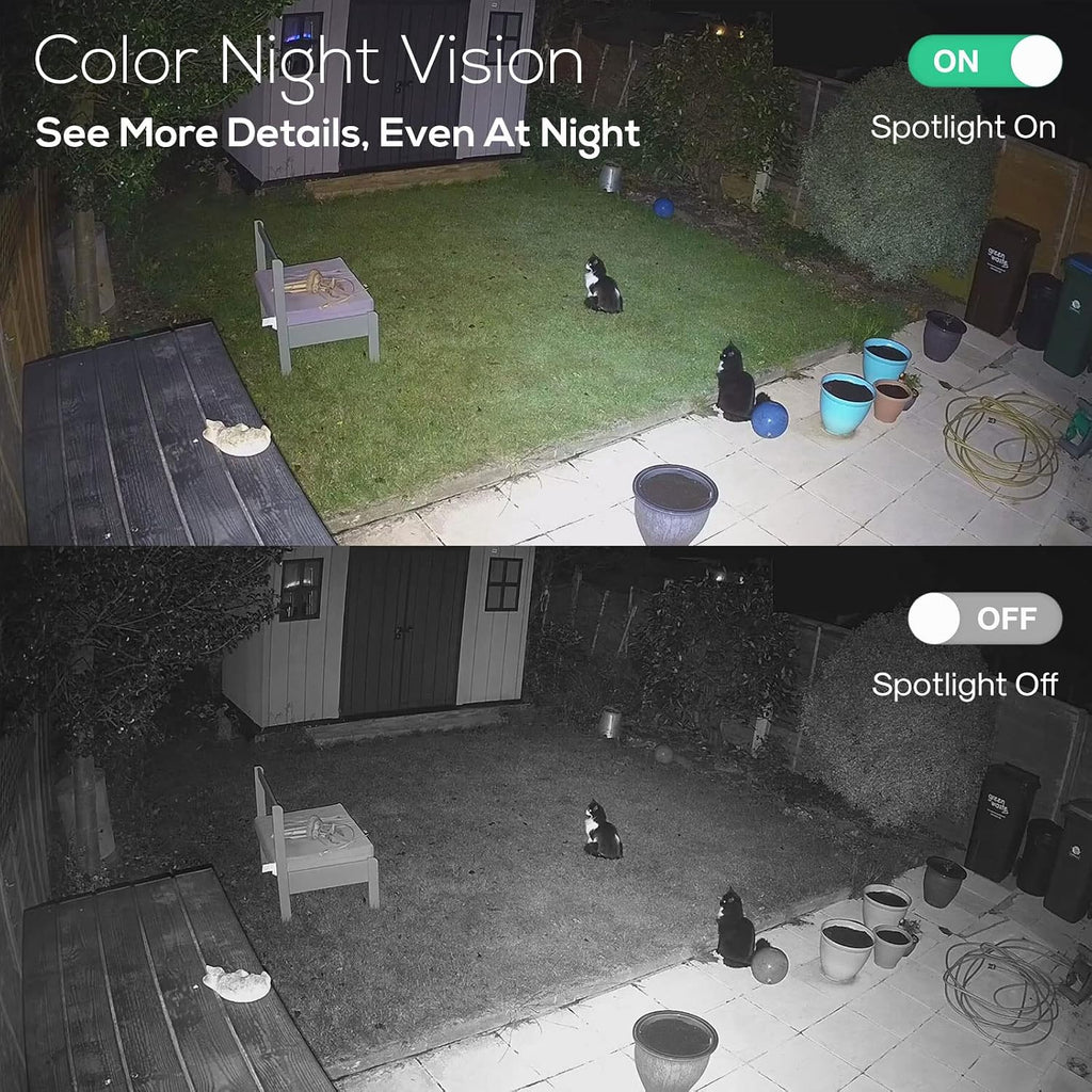Kittyhok Wireless Solar Security Camera System | 4pcs Bullet Solar Camera, 2pcs PT Solar Security Camera Outdoor, Solar Power, Human Detection, Spotlight, 10CH NVR, Local Storage, No Monthly Fees