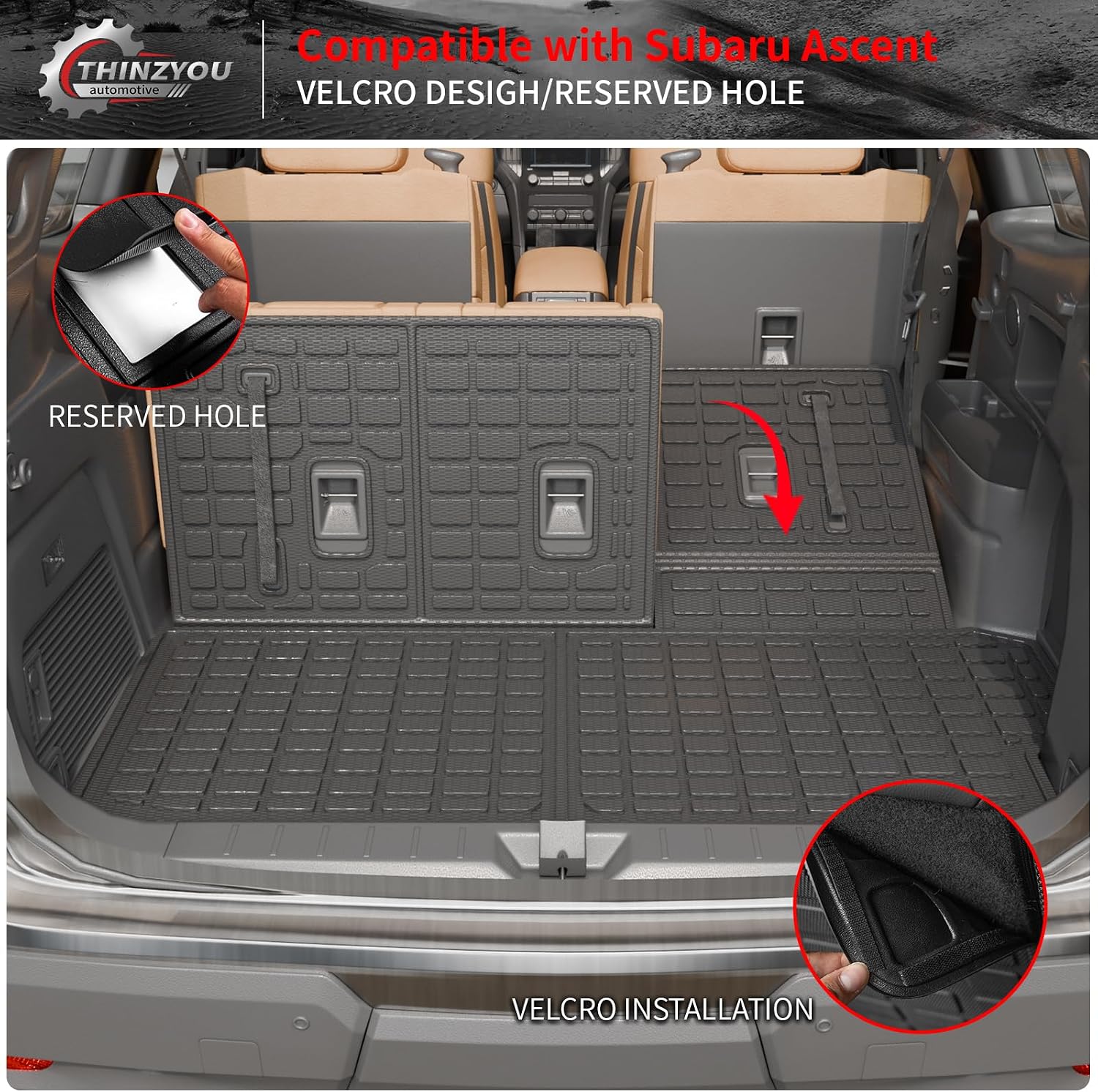 Floor Mats Compatible with 2019-2025 2026 Subaru Ascent Cargo Mat Liner TPE Back Seat Cover Protector 2023 Ascent Accessories (Fit 7&8 Seats, Trunk Mat+3rd Row Backrest Mats+Floor Mats)