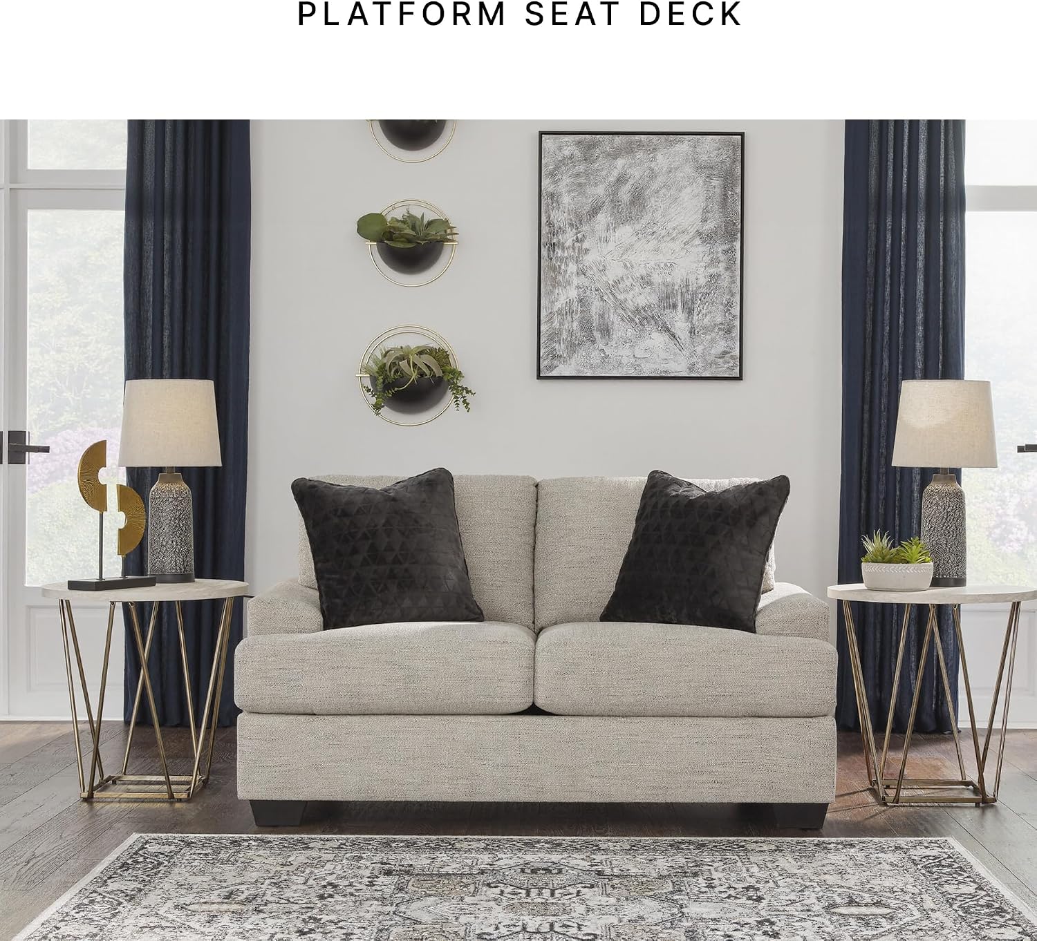 Signature Design by Ashley Vayda Contemporary Loveseat for Living Room, Beige