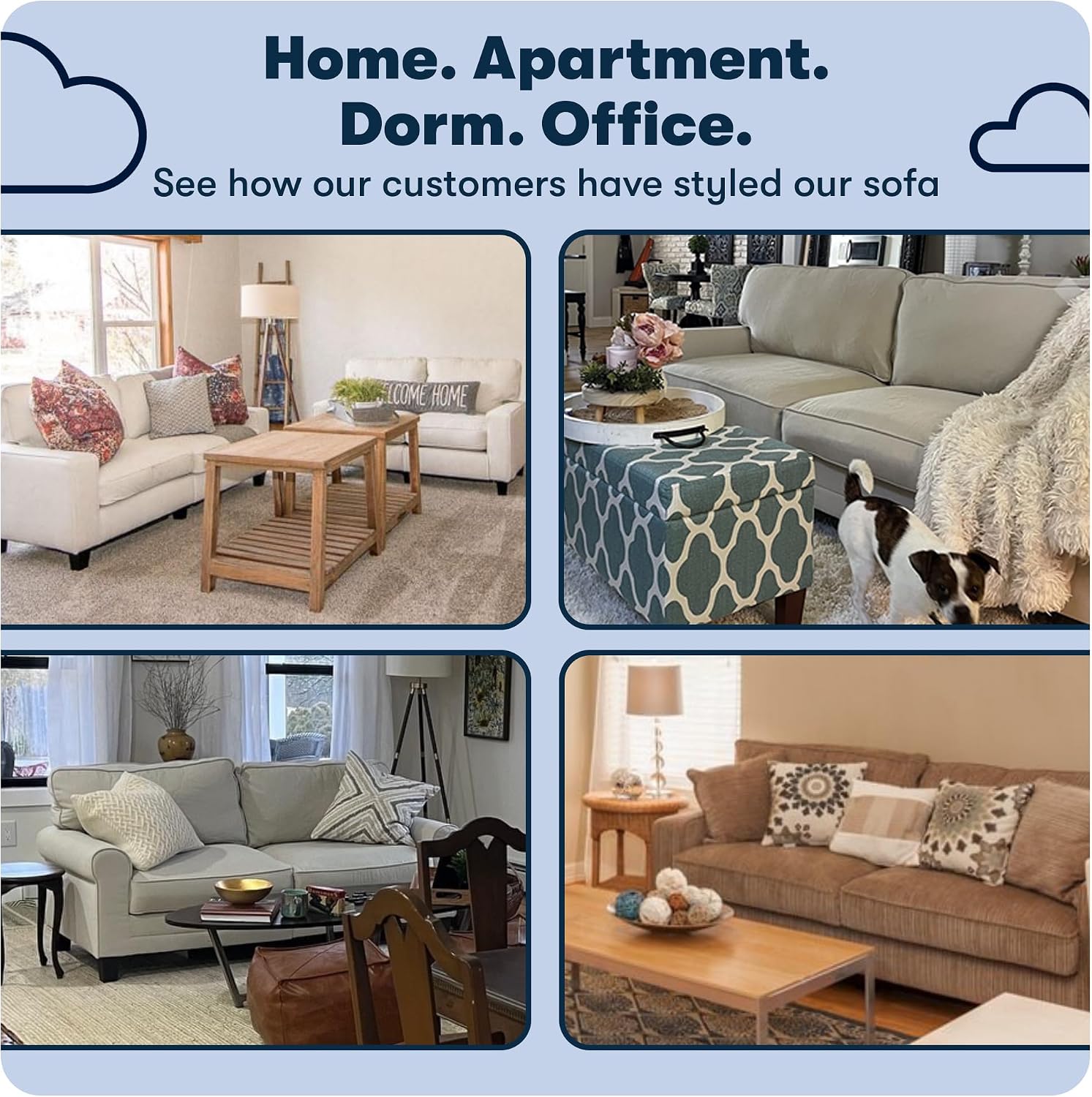 Serta Palisades 61' Track Arm Sofa, Easy Care Polyester, Soft Pillow Back, Pocket Coil Seat Cushions, Removable Covers, Loveseat or Couch for Small Spaces, Living Rooms or Bedrooms, Beige
