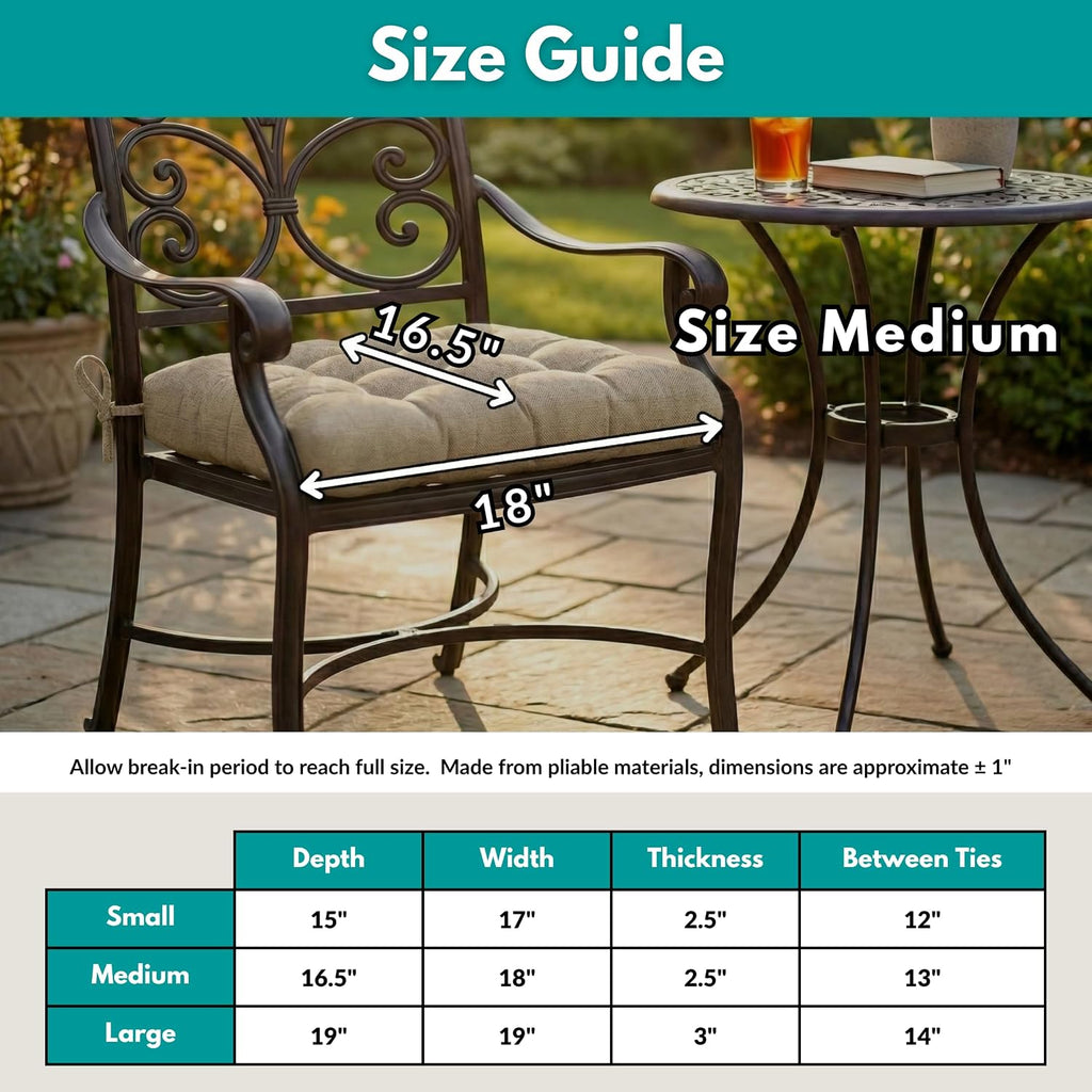 Barnett Home Decor Indoor Outdoor Dining Chair Cushions - 16.5 x 18 Patio Chair Cushions - Fade Resistant, Weather Resistant, Made in USA - Latex Foam Fill Pad - Boutique Blue (Pack of 4) Coastal