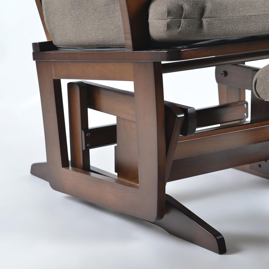 Joli Deluxe Glider Chair and Ottoman Set (Anthacite Fabric and Walnut Frame)