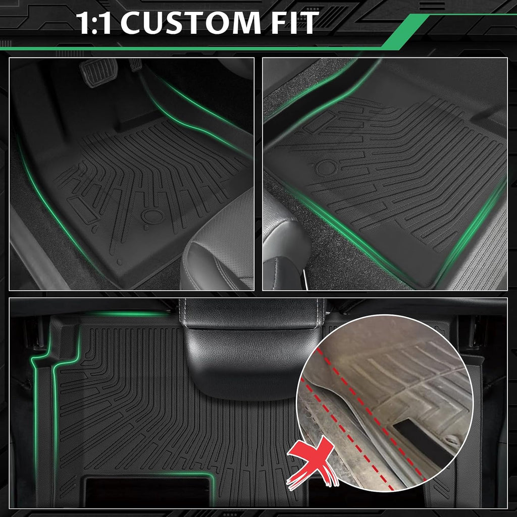 Floor Mats Full Set for Dodge Grand Caravan 2008-2021 & for Chrysler Town & Country 2008-2016(ONLY Stow'n Go), TPE All Weather Protection Custom Fit Floor Liners & Backrest Mat & Cargo Liner